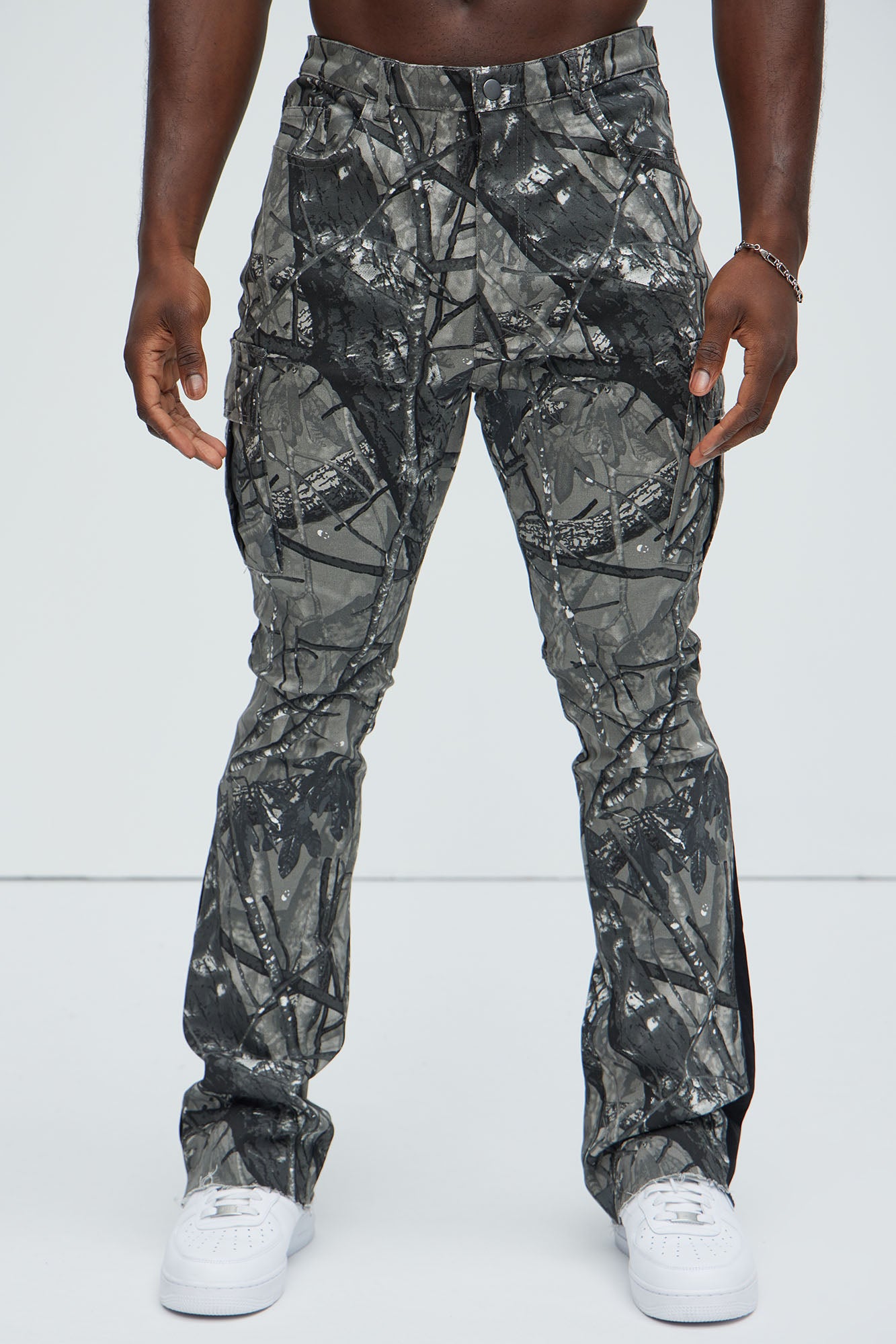 All Over Print Stacked Twill Flare Pant - Grey/combo - Image 3