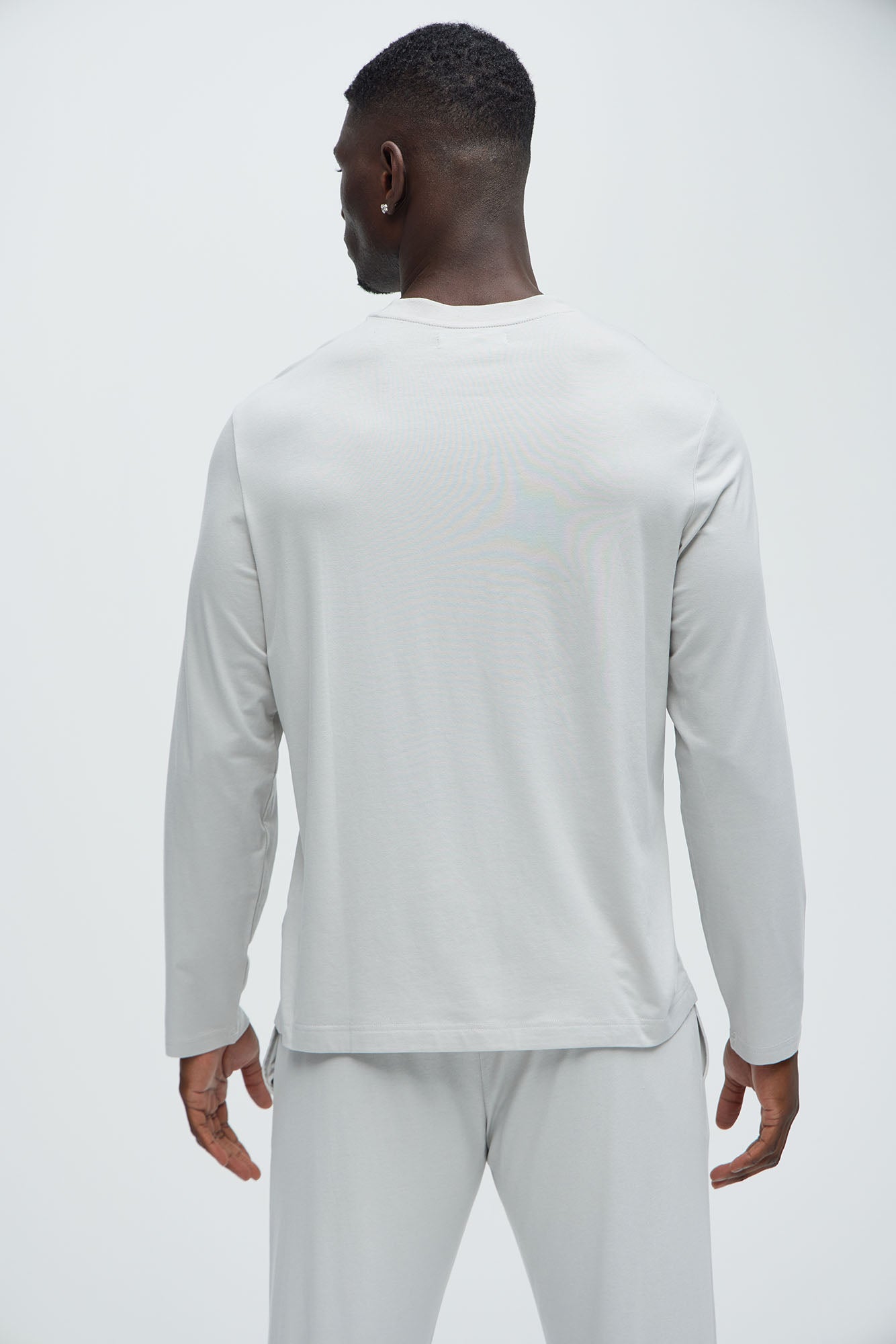 Essential Modal Lounge Long Sleeve Tee - Grey - Image 4