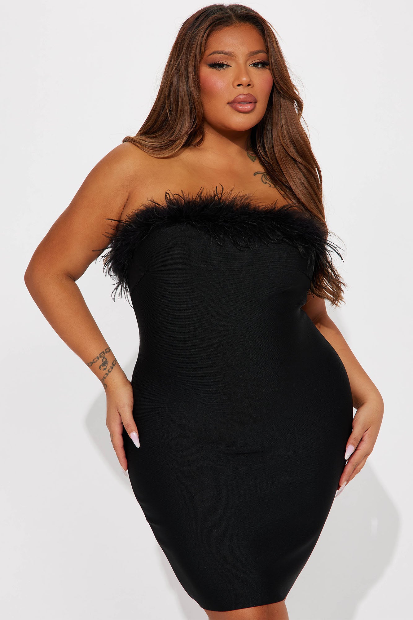 Amber Feather Mini Dress - Black - Image 6