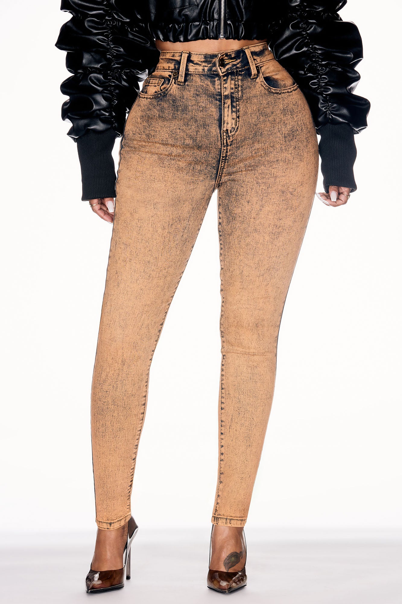 It's Giving High Stretch Curvy Skinny Jeans - Orange - Image 5