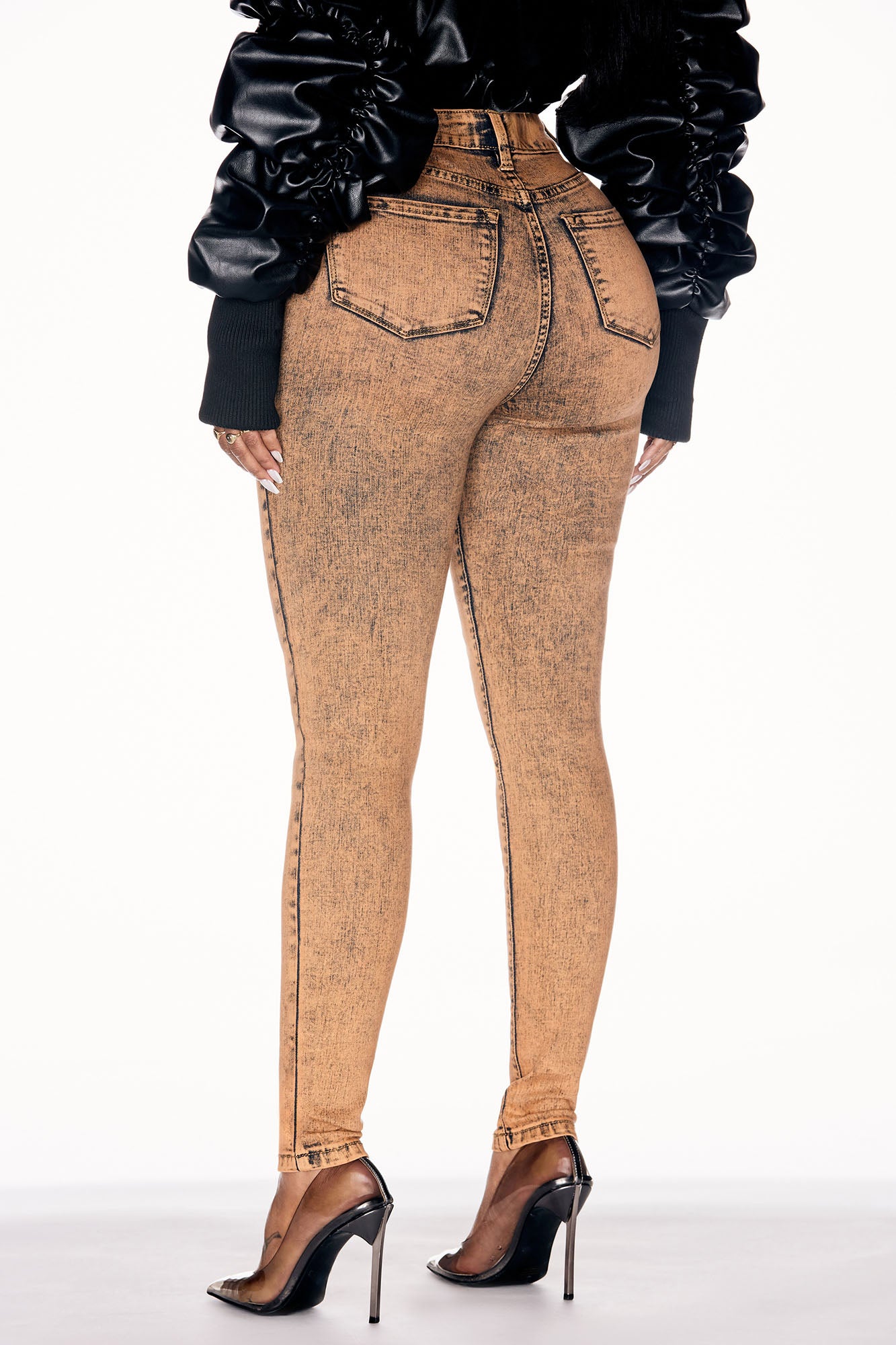 It's Giving High Stretch Curvy Skinny Jeans - Orange - Image 7