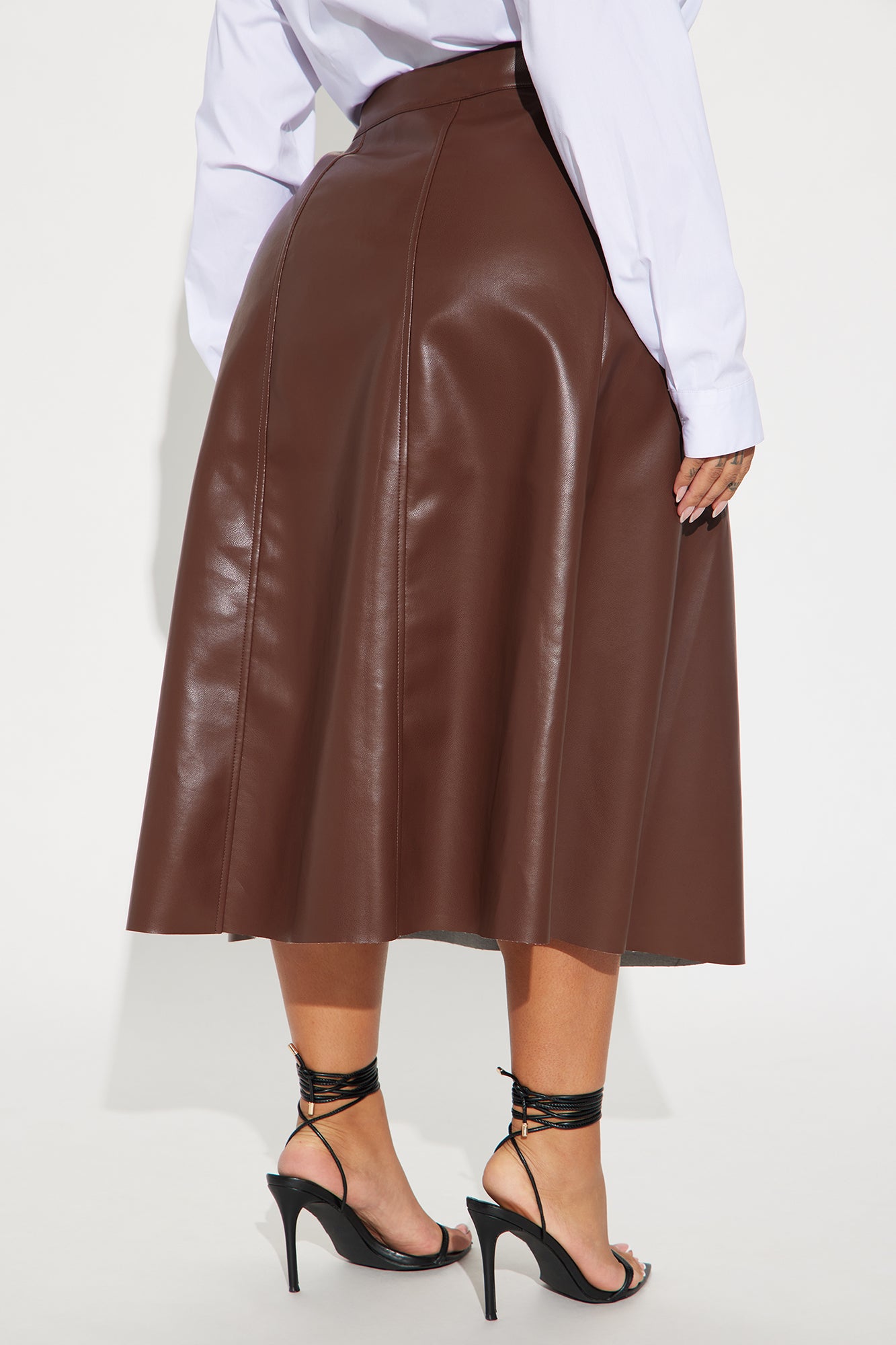 Don't Forget Faux Leather Midi Skirt - Brown - Image 6