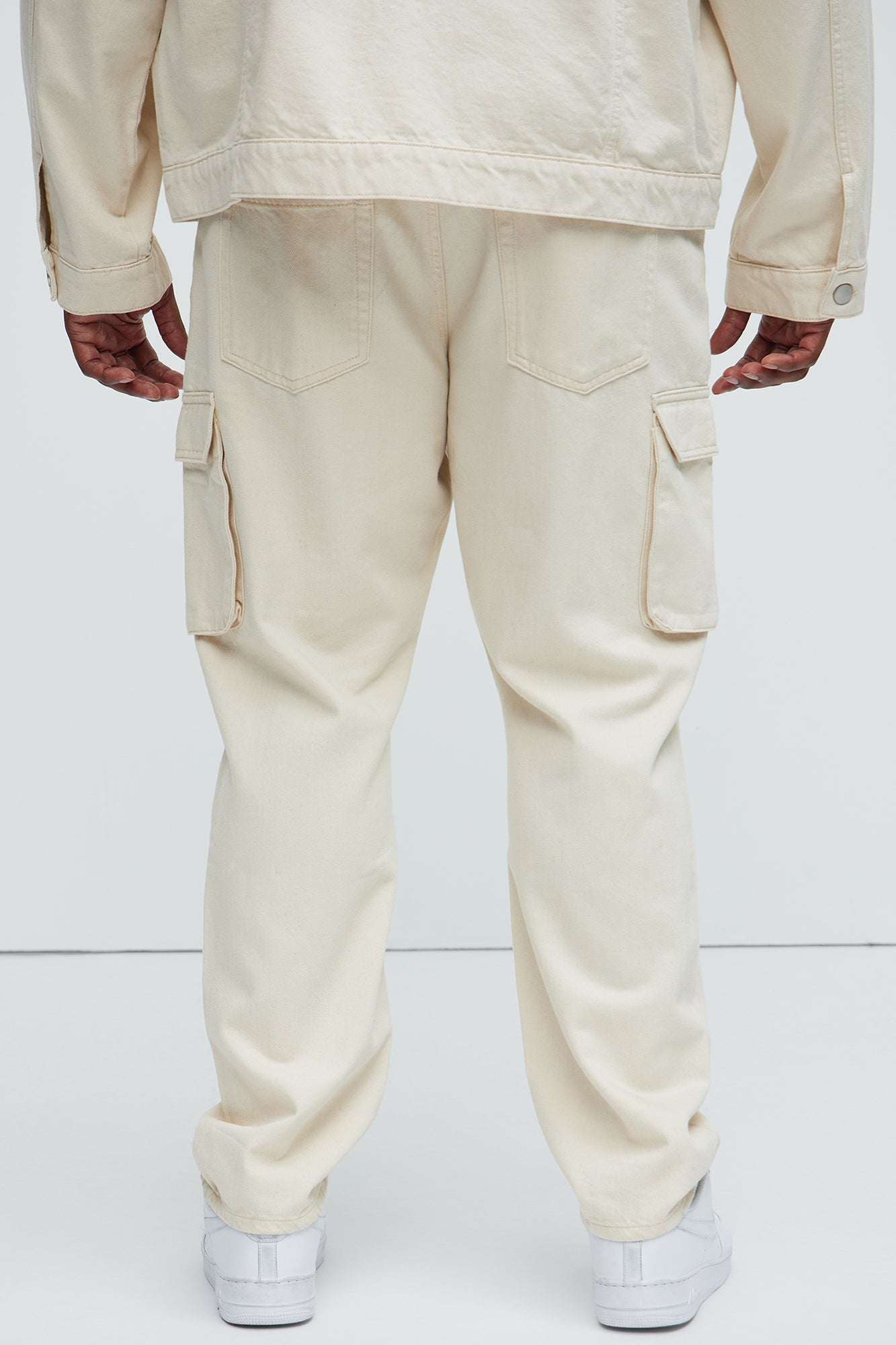 Benson Distressed Slim Cargo Pants - Cream - Image 9