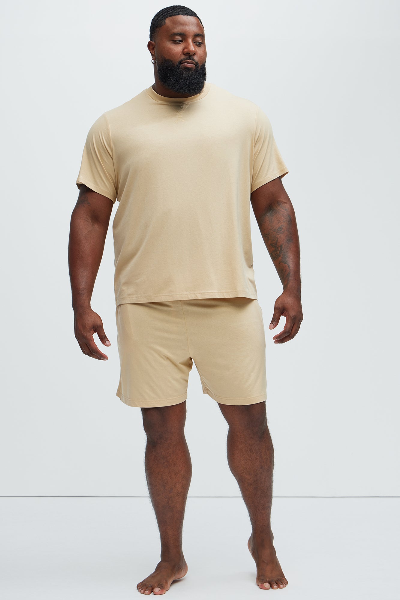 Essential Modal Lounge Short Sleeve Tee - Khaki - Image 5