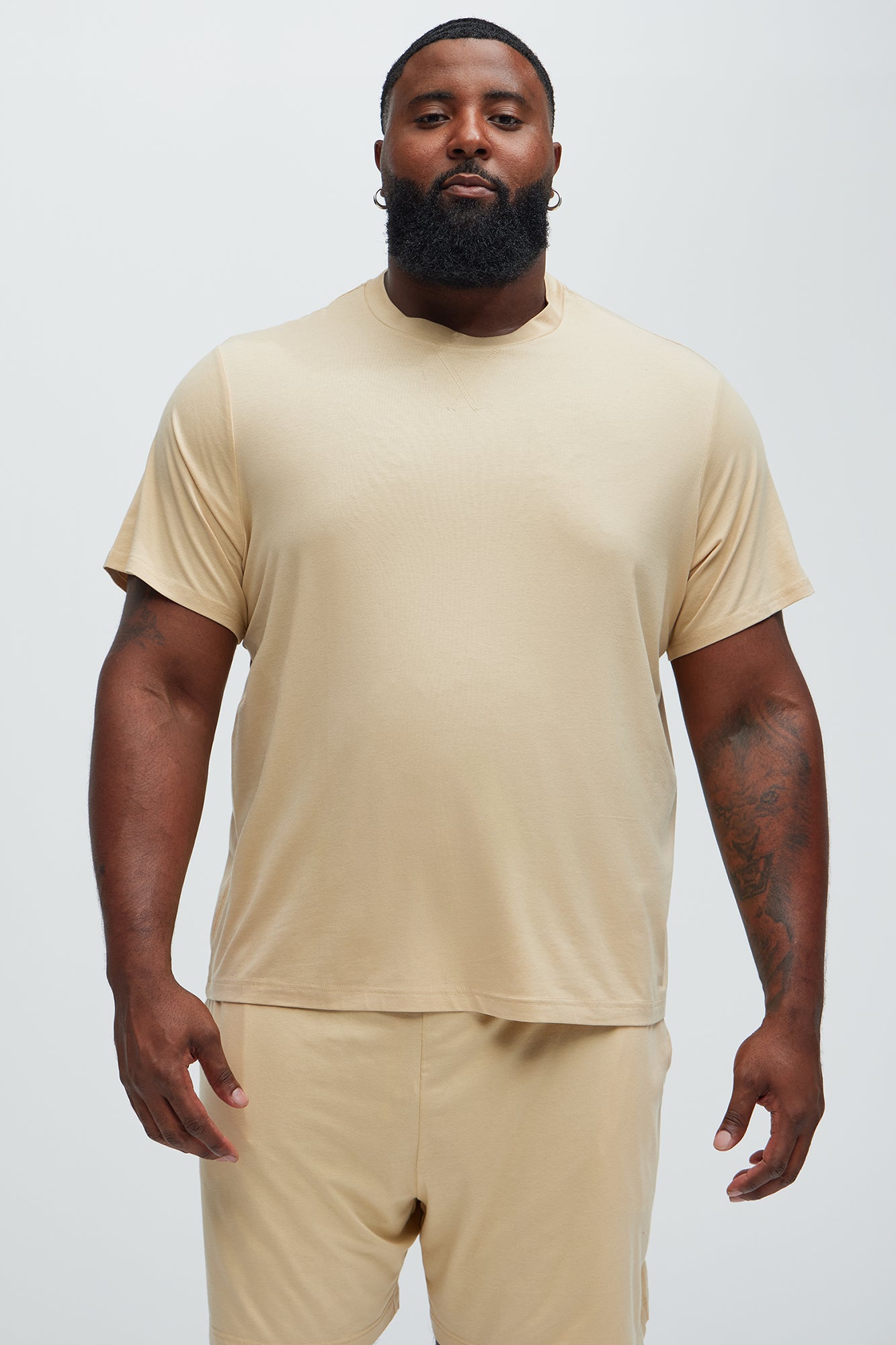 Essential Modal Lounge Short Sleeve Tee - Khaki - Image 4