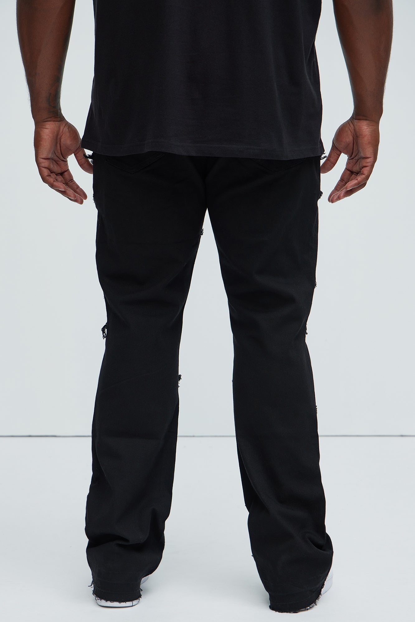 All Over Fray Stacked Skinny Flare Jeans - Black - Image 8