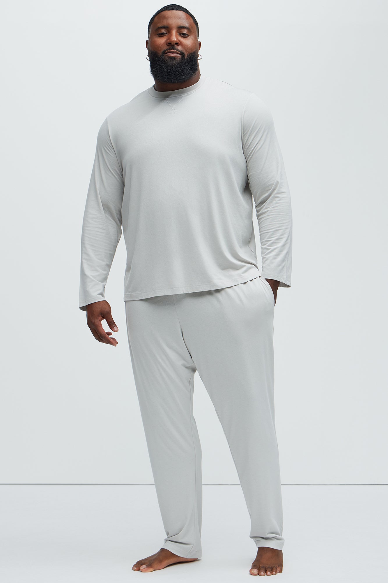 Essential Modal Lounge Long Sleeve Tee - Grey - Image 6
