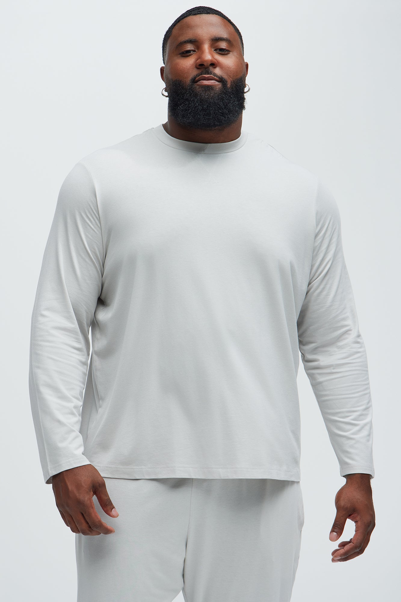 Essential Modal Lounge Long Sleeve Tee - Grey - Image 5