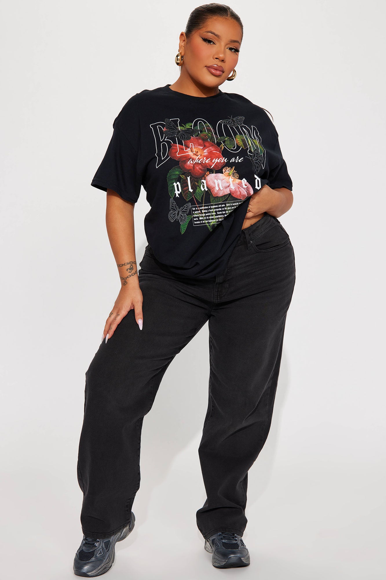 Watch Me Bloom Graphic Tshirt - Black - Image 5