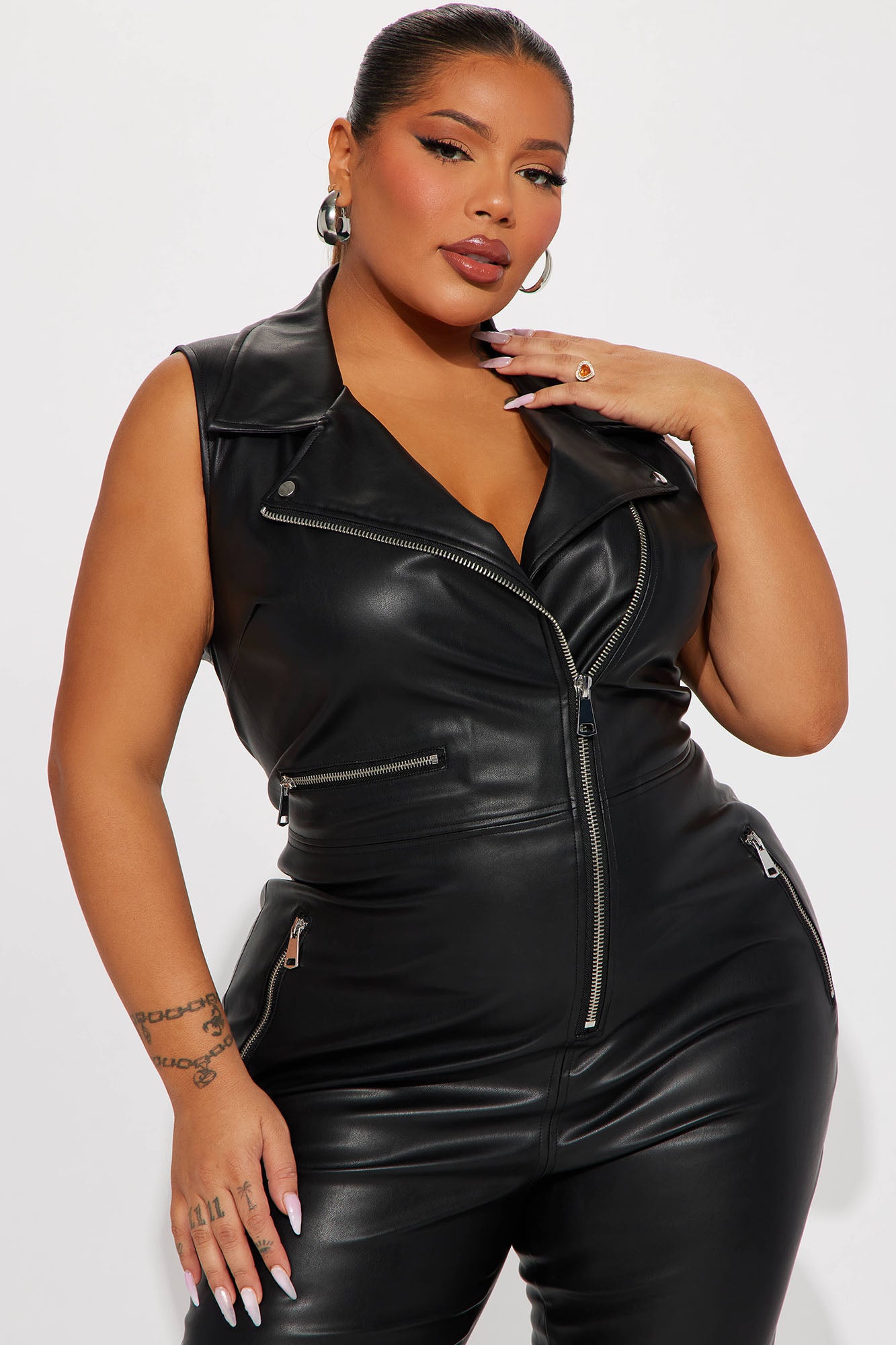 Ride Through PCH Faux Leather Jumpsuit - Black - Image 6