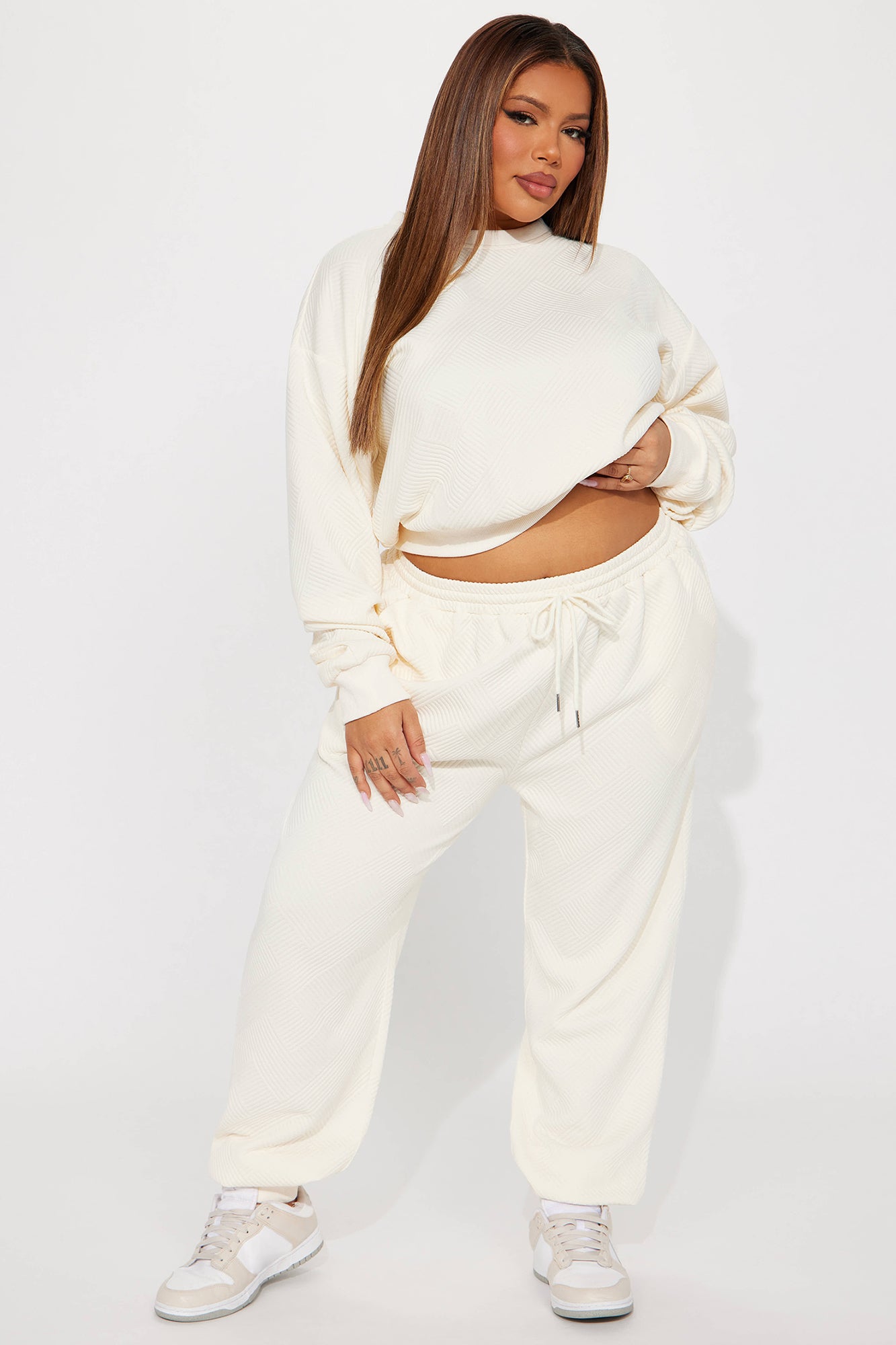Annabelle Textured Sweatsuit - Cream - Image 5