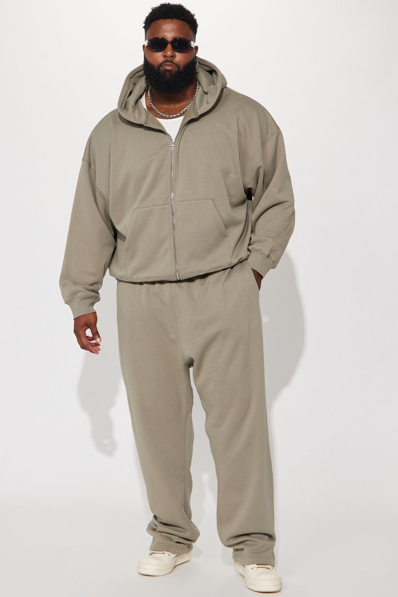 Tyson Oversized Heavyweight Zip Up - Olive - Image 11