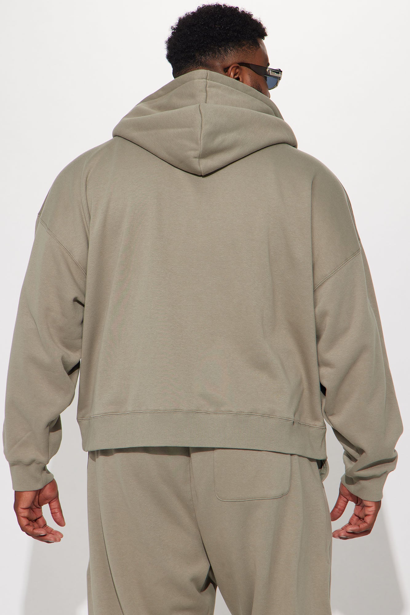 Tyson Oversized Heavyweight Zip Up - Olive - Image 12