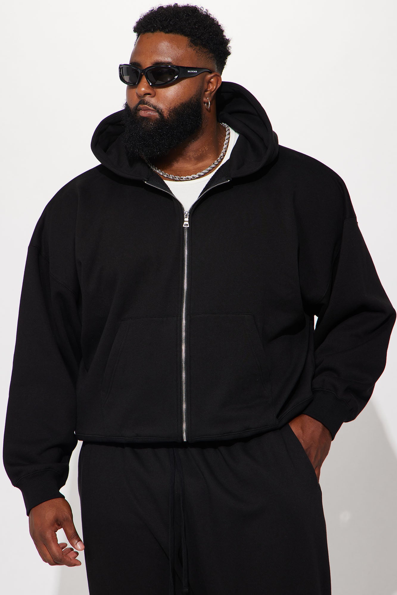 Tyson Oversized Heavyweight Zip Up - Black - Image 7