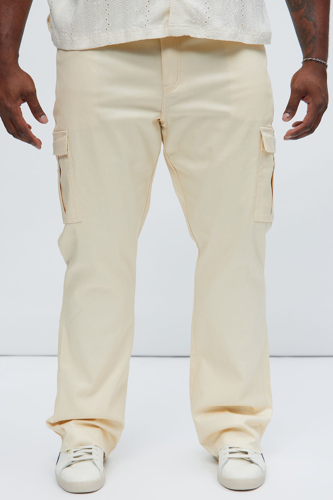 Better Be Cargo Waxed Skinny Flared Pants - Cream - Image 6