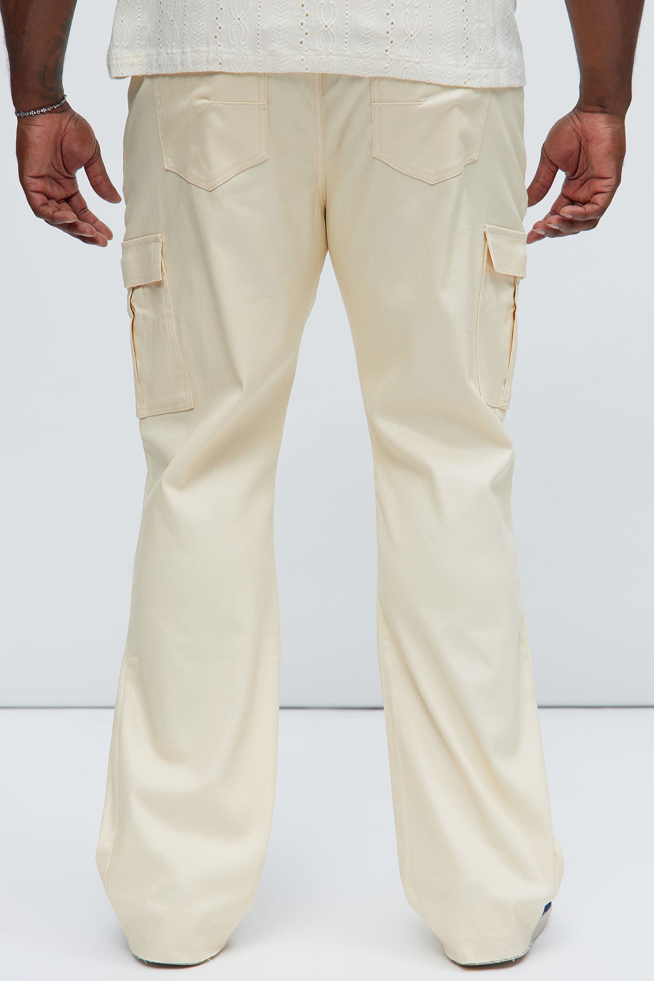 Better Be Cargo Waxed Skinny Flared Pants - Cream - Image 9