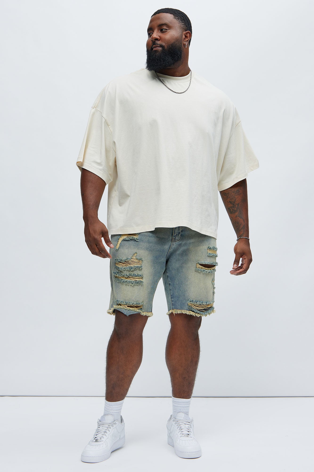 Back To It Distressed Raw Hem Slim Denim Shorts - Vintage Wash - Image 7