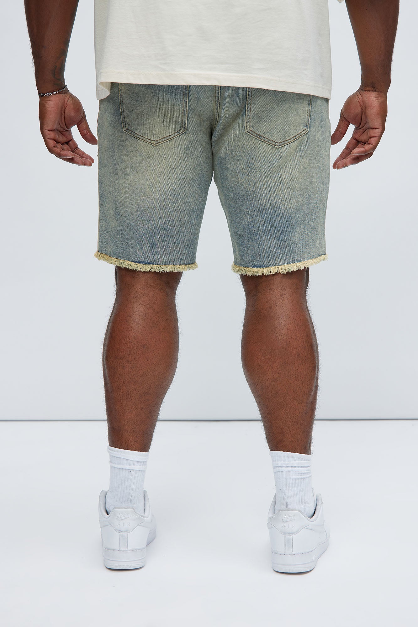 Back To It Distressed Raw Hem Slim Denim Shorts - Vintage Wash - Image 8