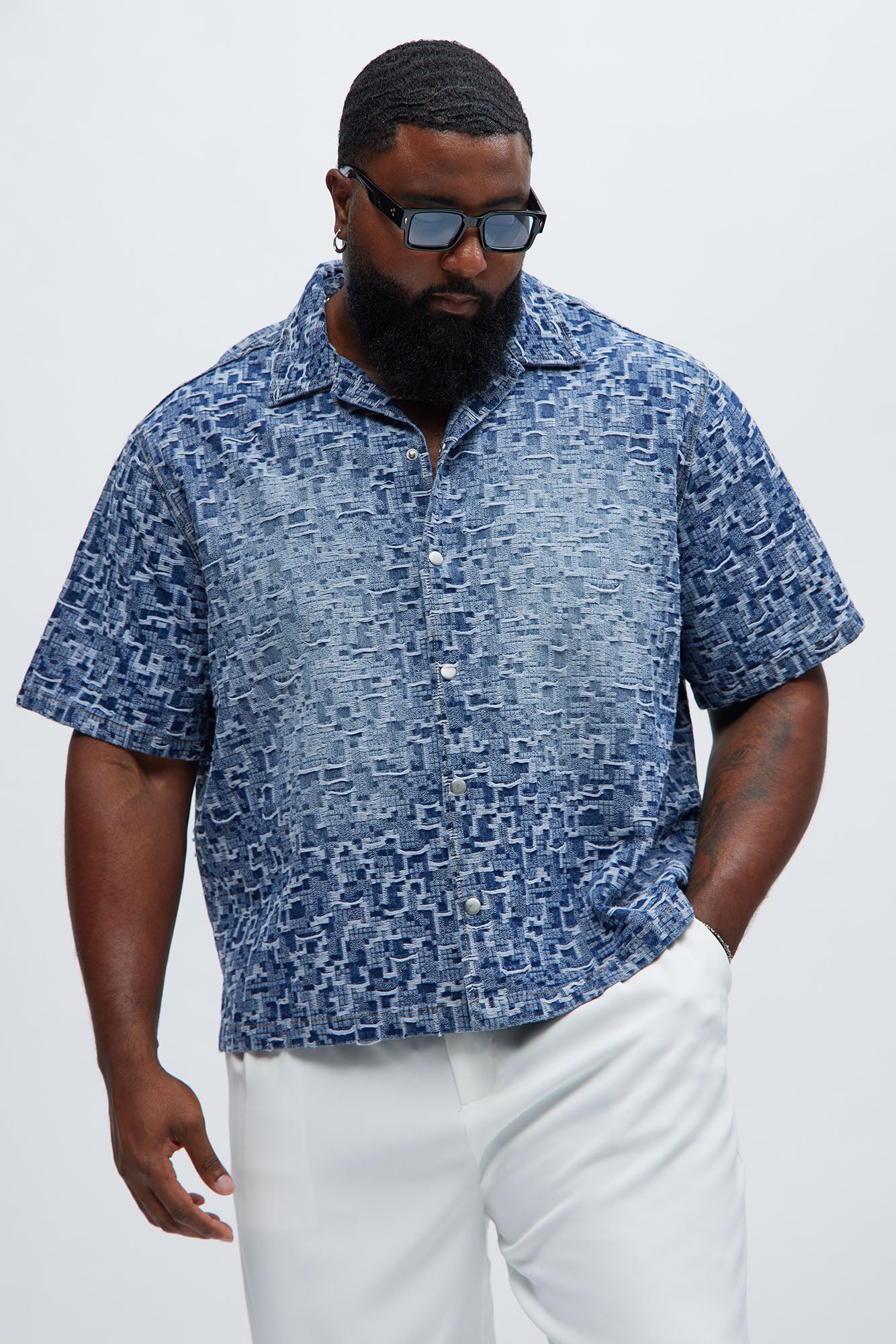 Arrow Jacquard Shirt - Light Blue Wash - Image 5