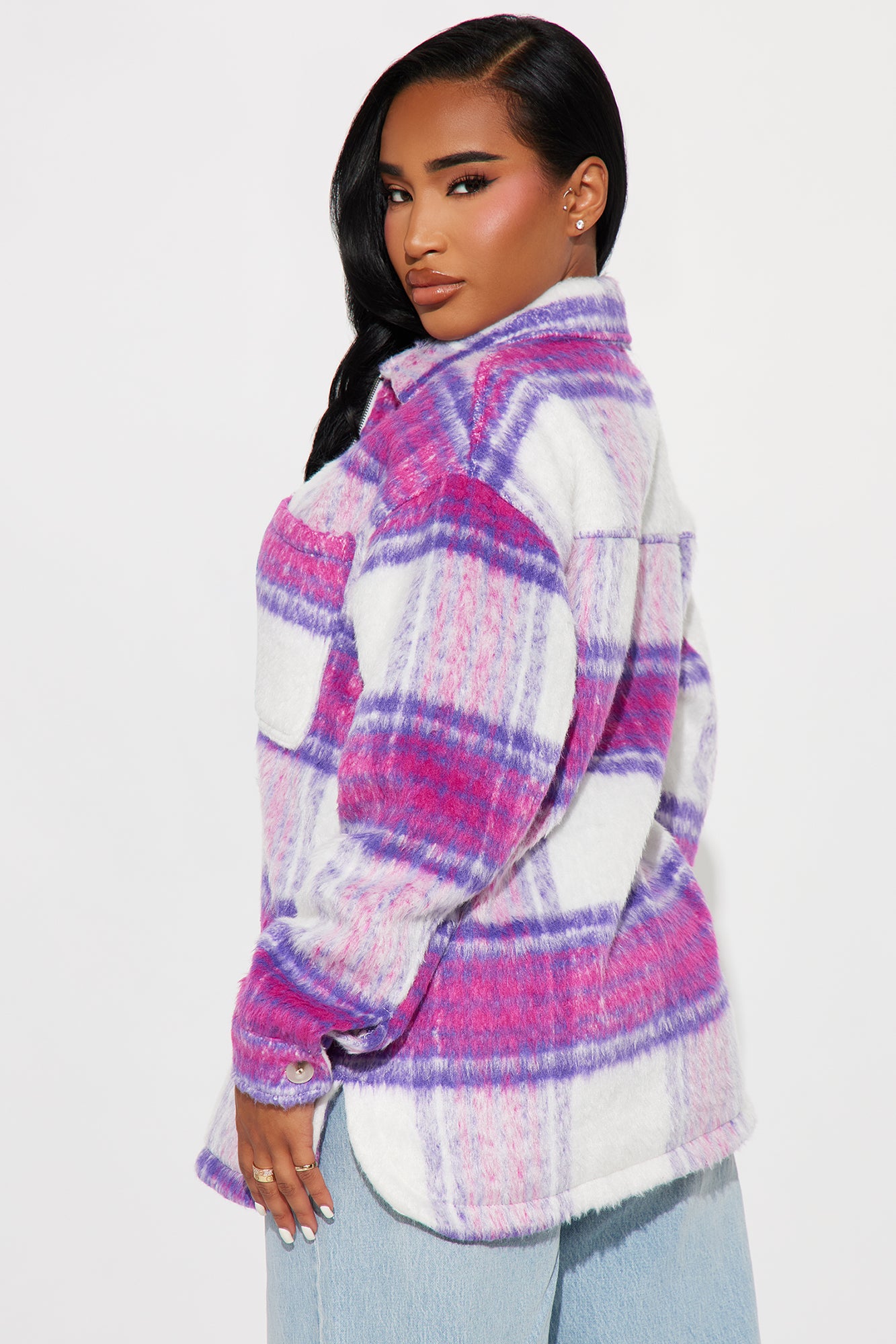 Keep It Cute Plaid Jacket - Purple/combo - Image 4