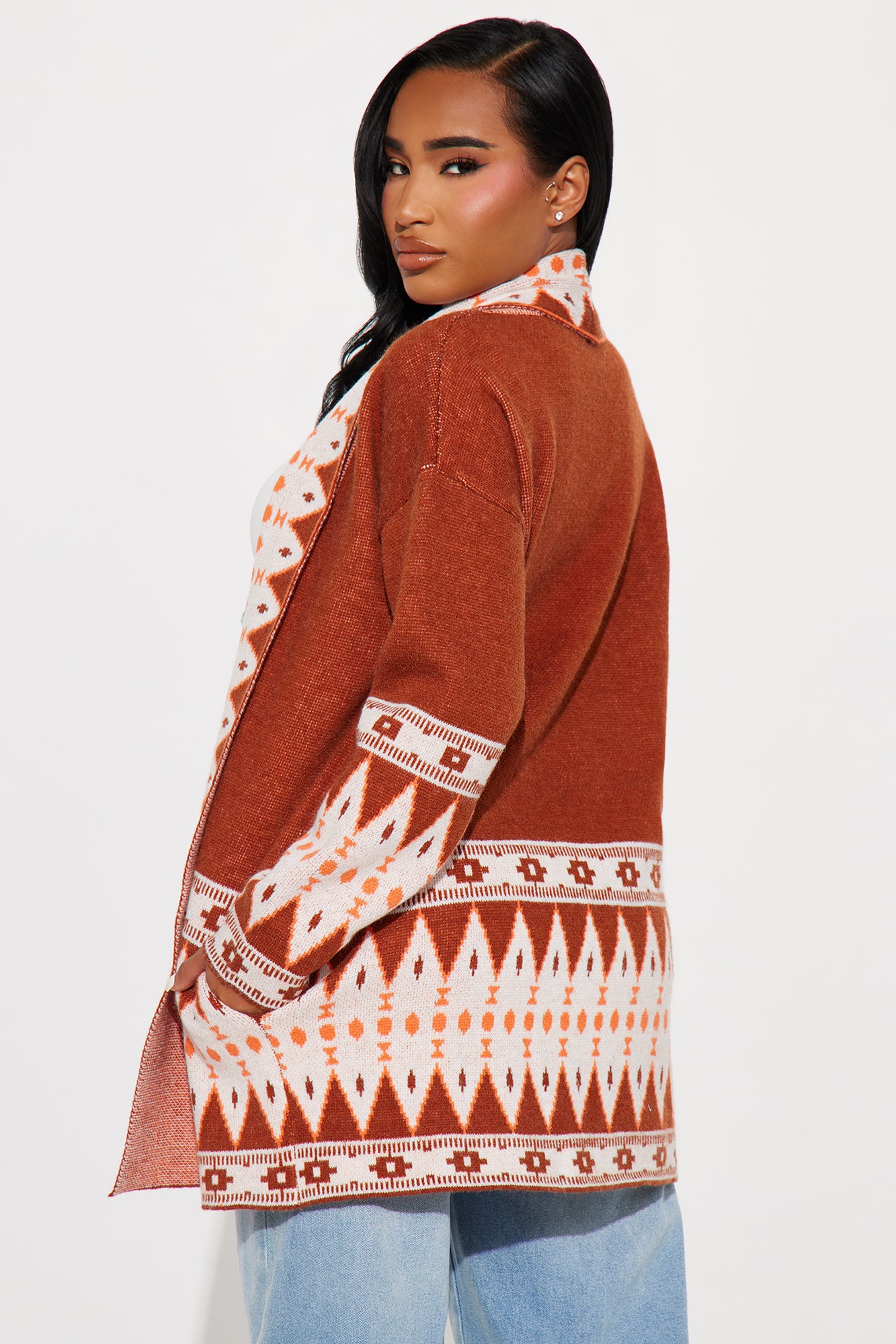 Nashville Bound Cardigan - Brown/combo - Image 3