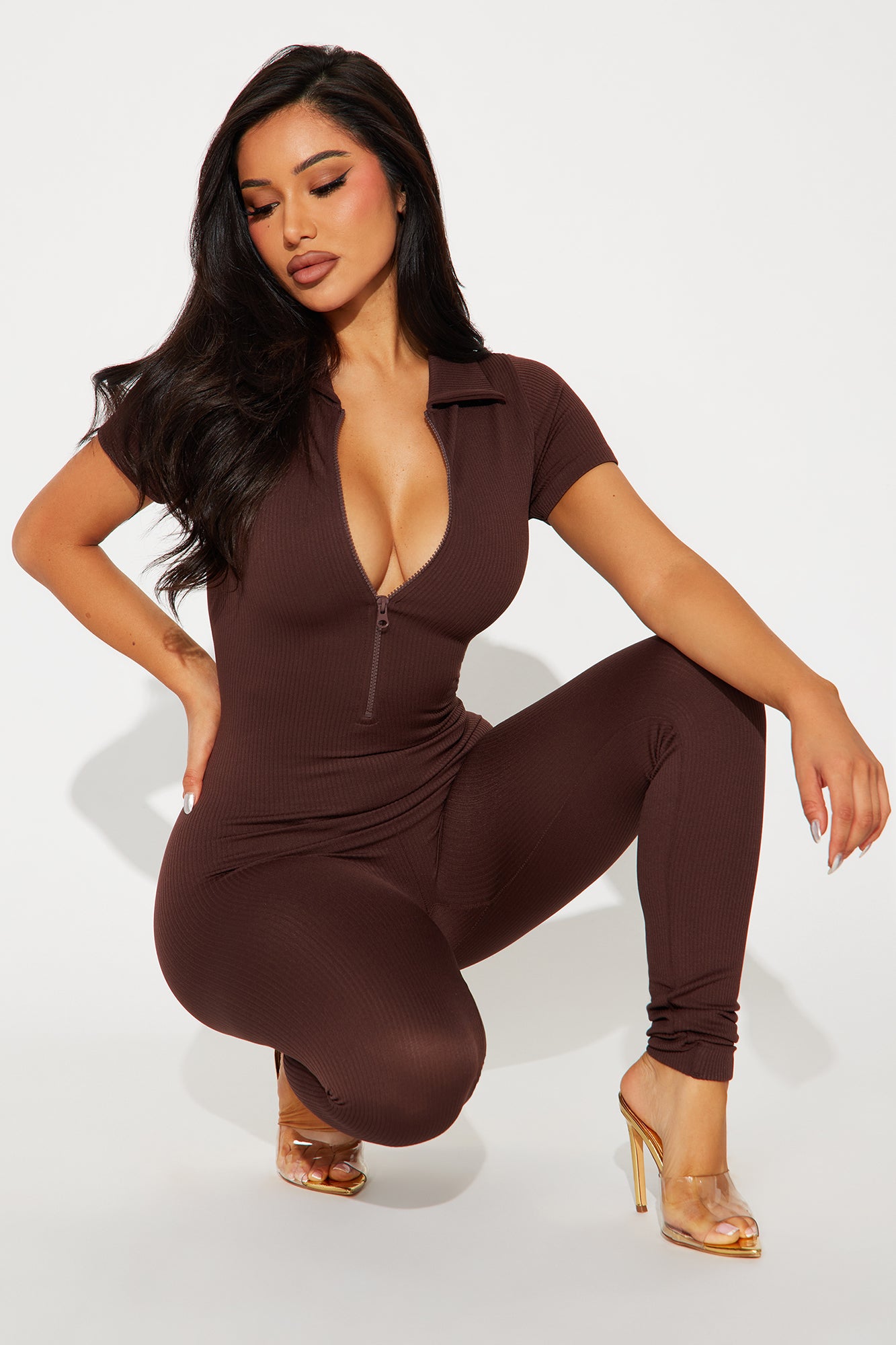 McKay Seamless Jumpsuit - Chocolate - Image 3