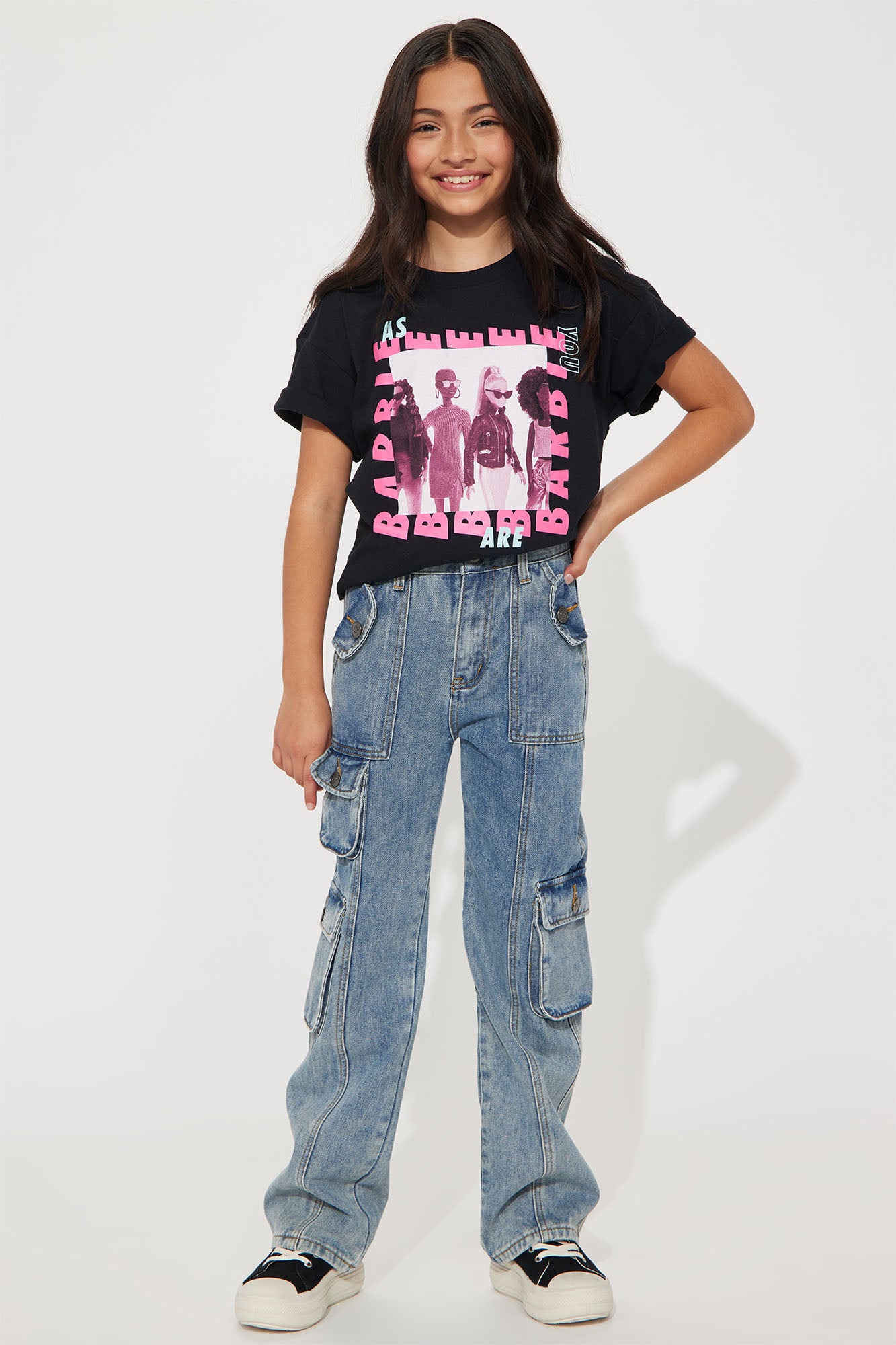 Mini Wide Leg Cargo Jeans - Blue Wash - Image 5