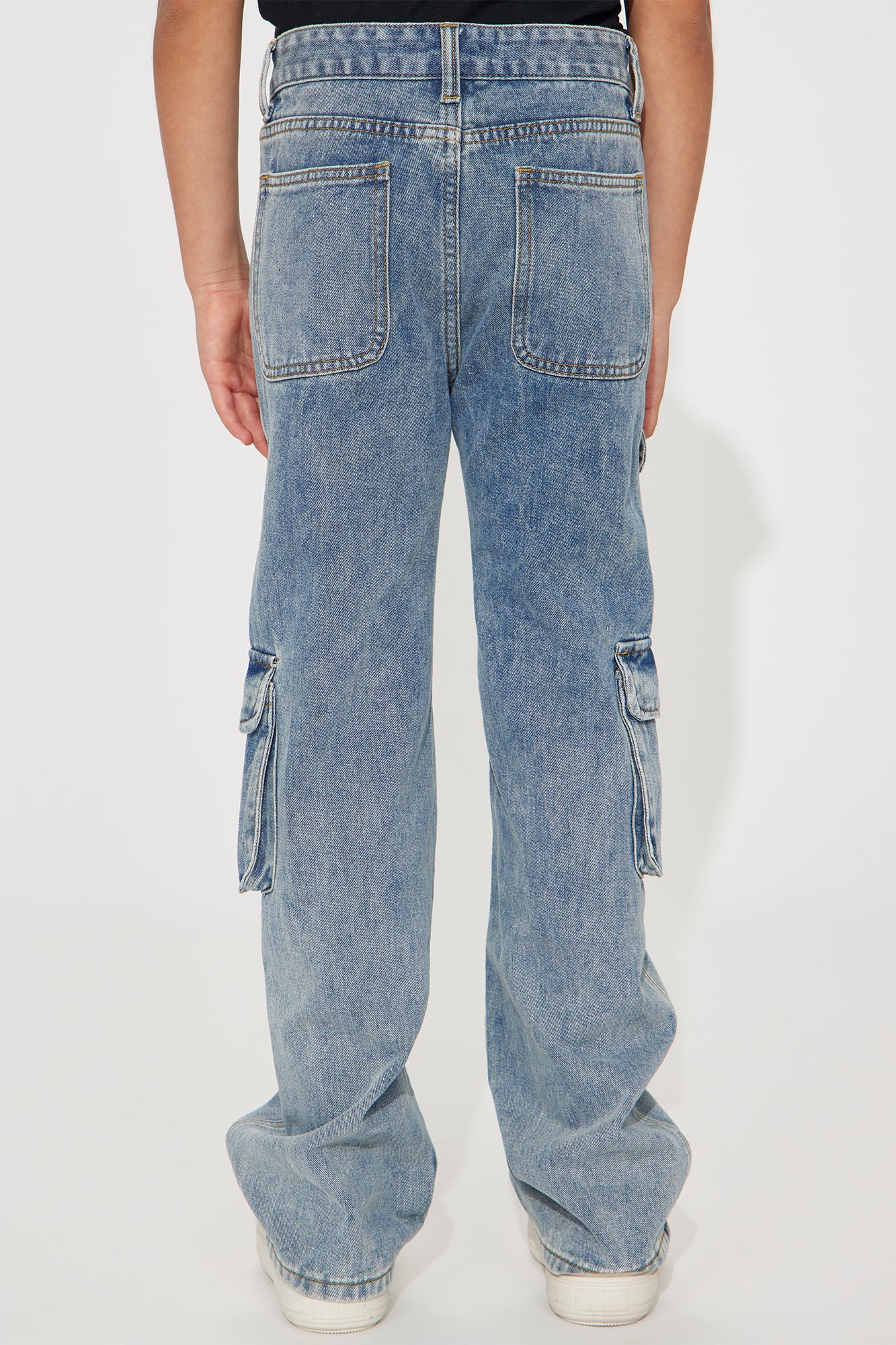 Mini Wide Leg Cargo Jeans - Blue Wash - Image 6