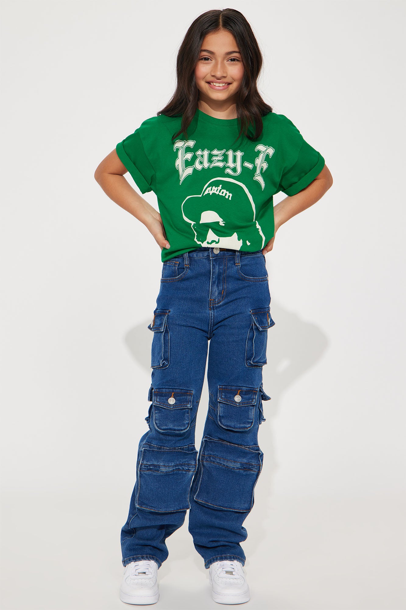 Mini Lily High Rise Cargo Jeans - Blue Wash - Image 3