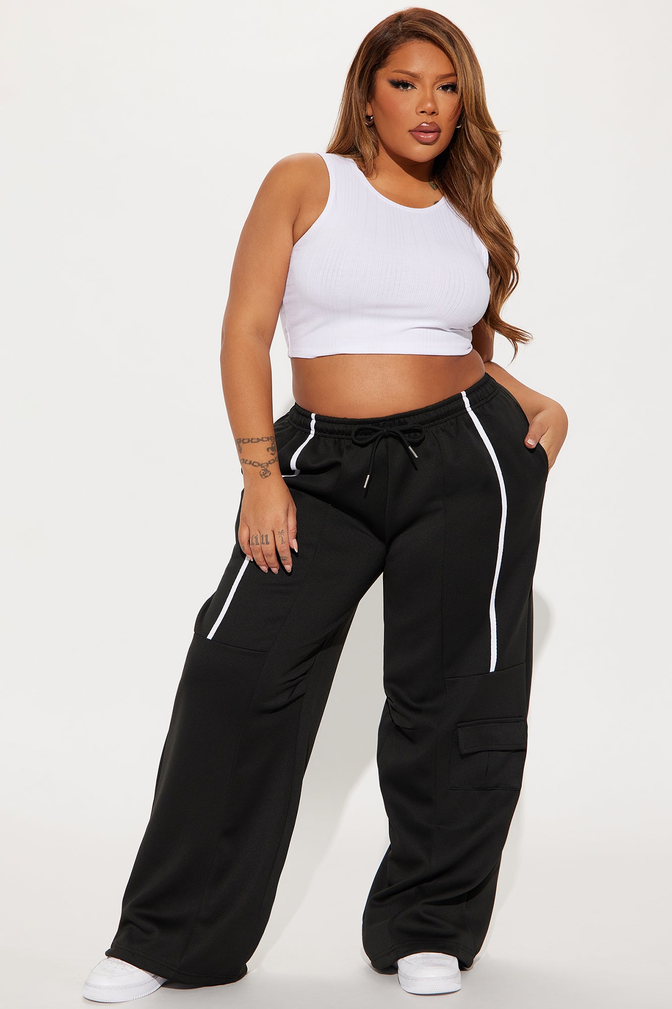 Street Vibe Wide Leg Jogger - Black/White - Image 5