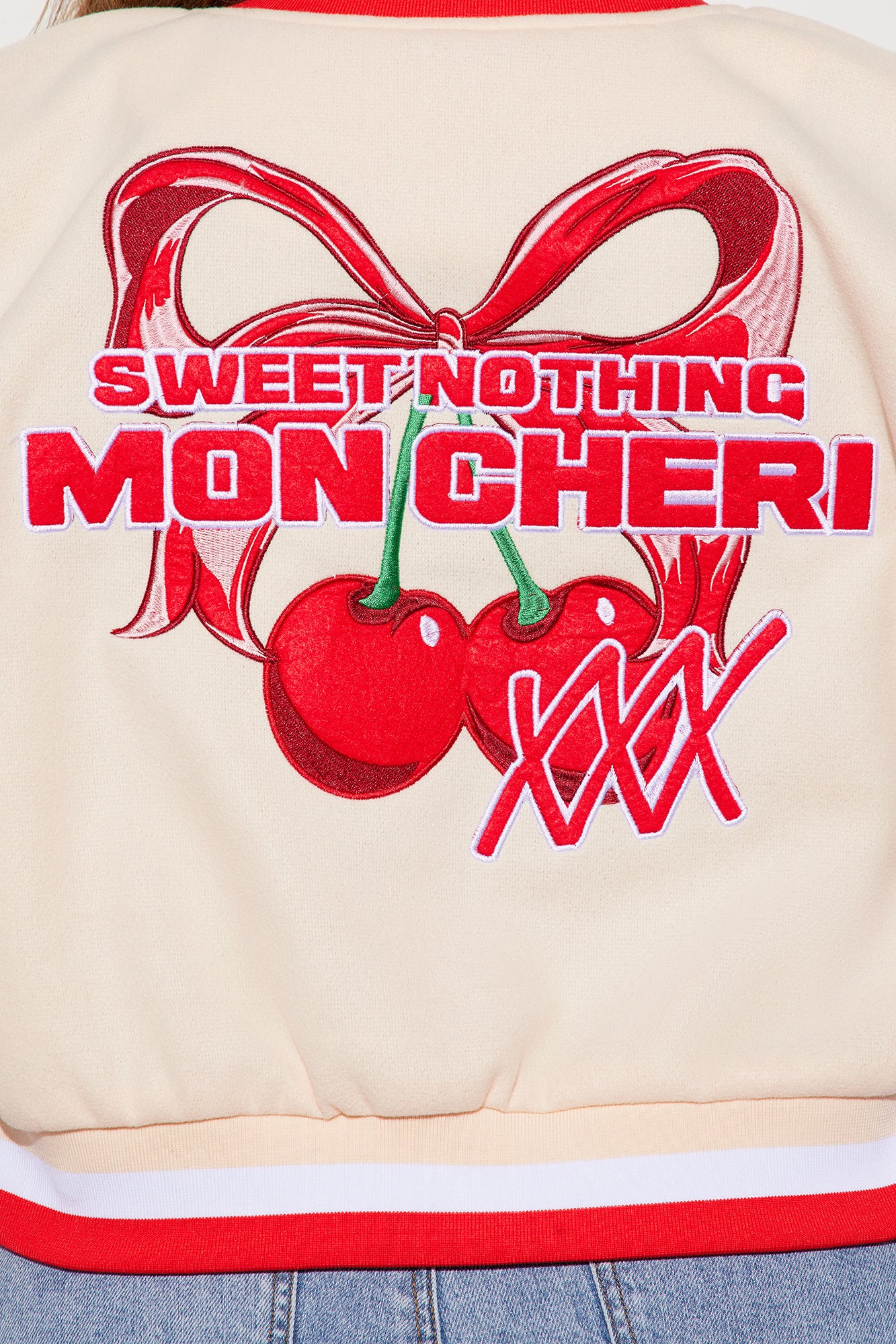 Mon Cheri Cropped Varsity Jacket - Taupe/combo - Image 11
