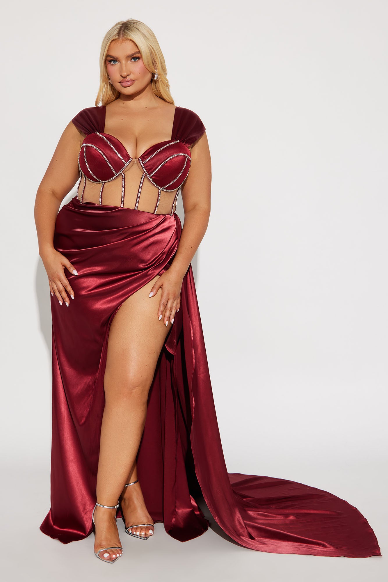 Unapologetic Satin Gown - Wine - Image 4