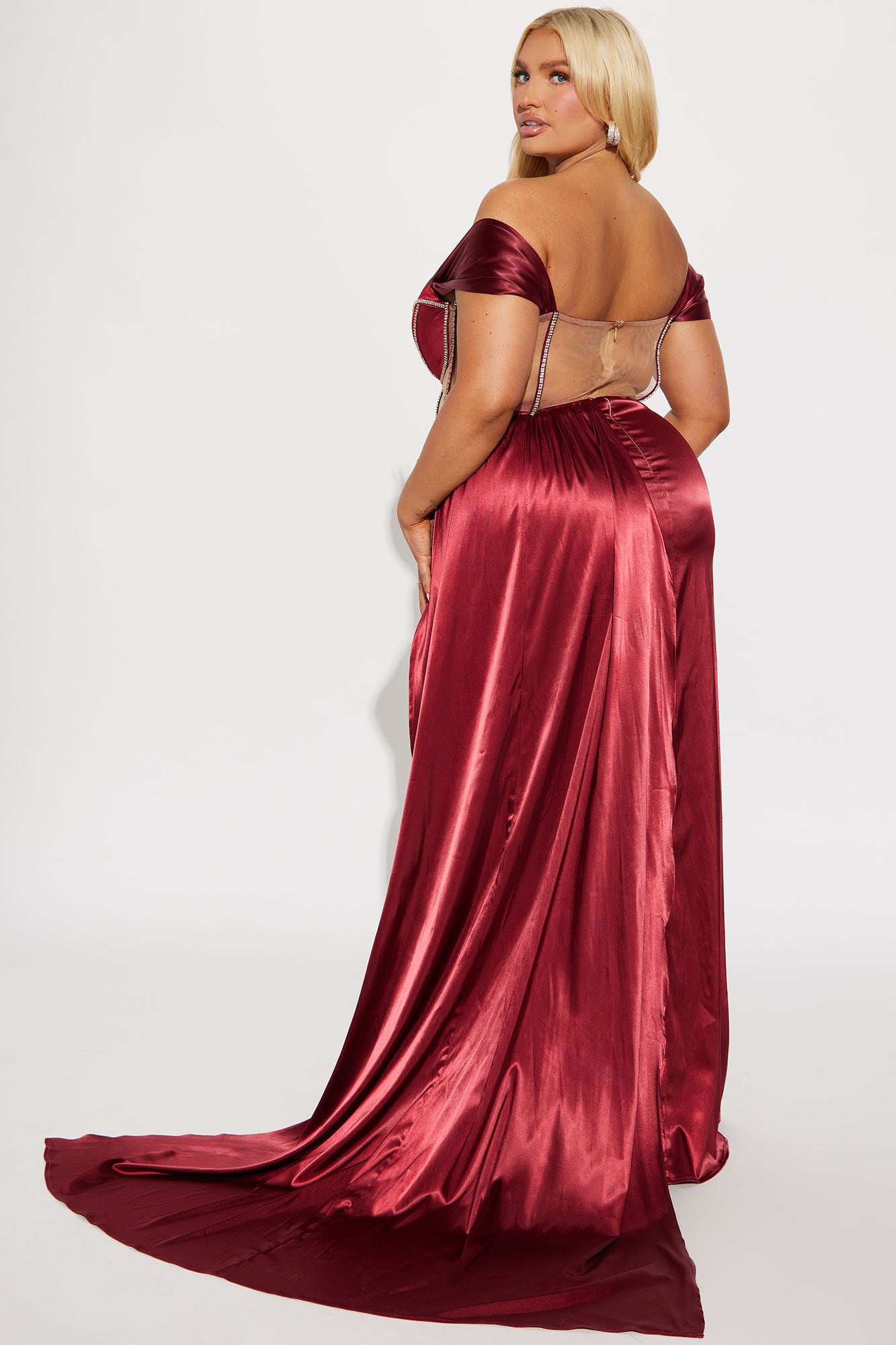 Unapologetic Satin Gown - Wine - Image 6
