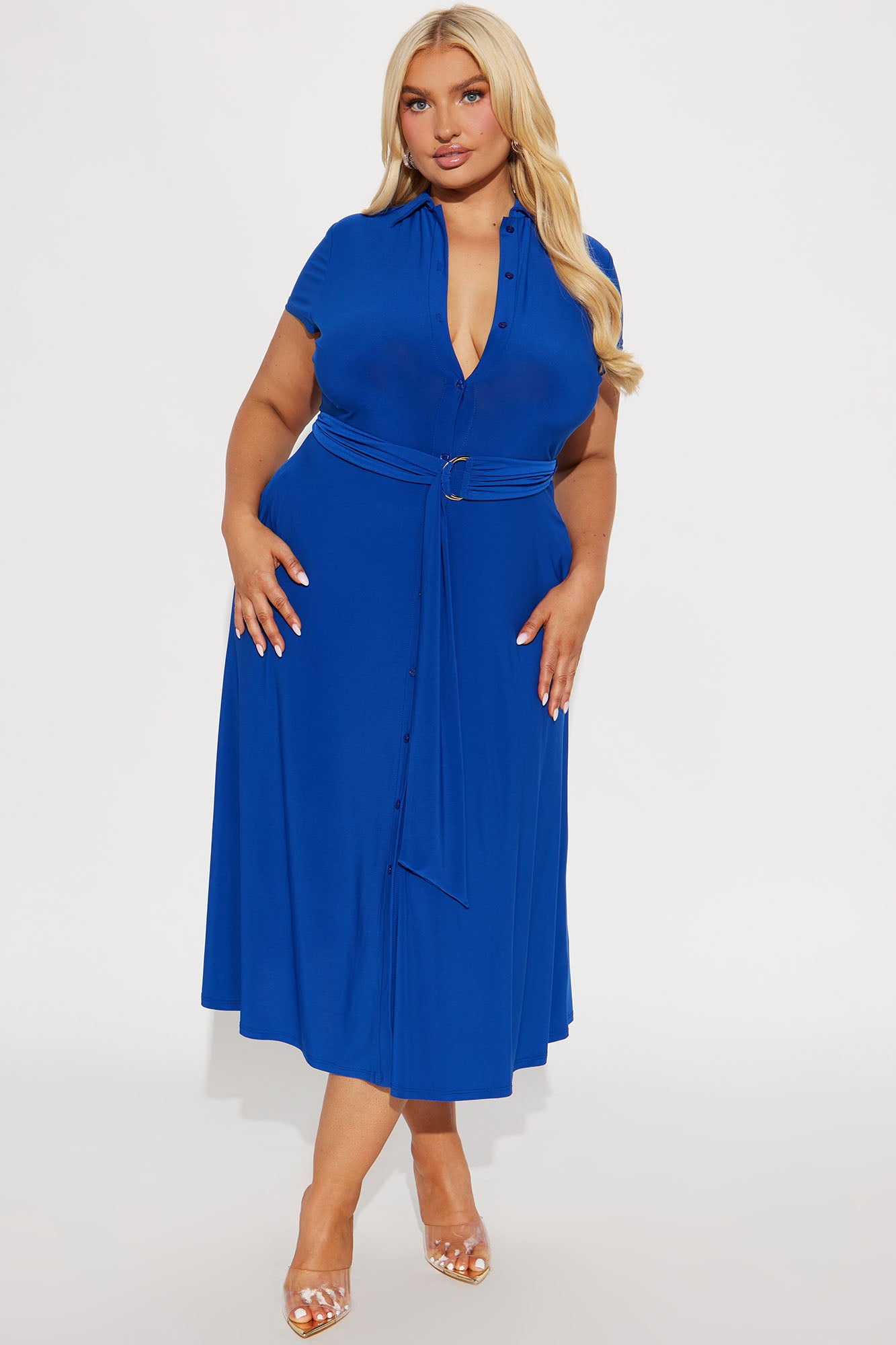 Elise Button Up Midi Dress - Royal - Image 4