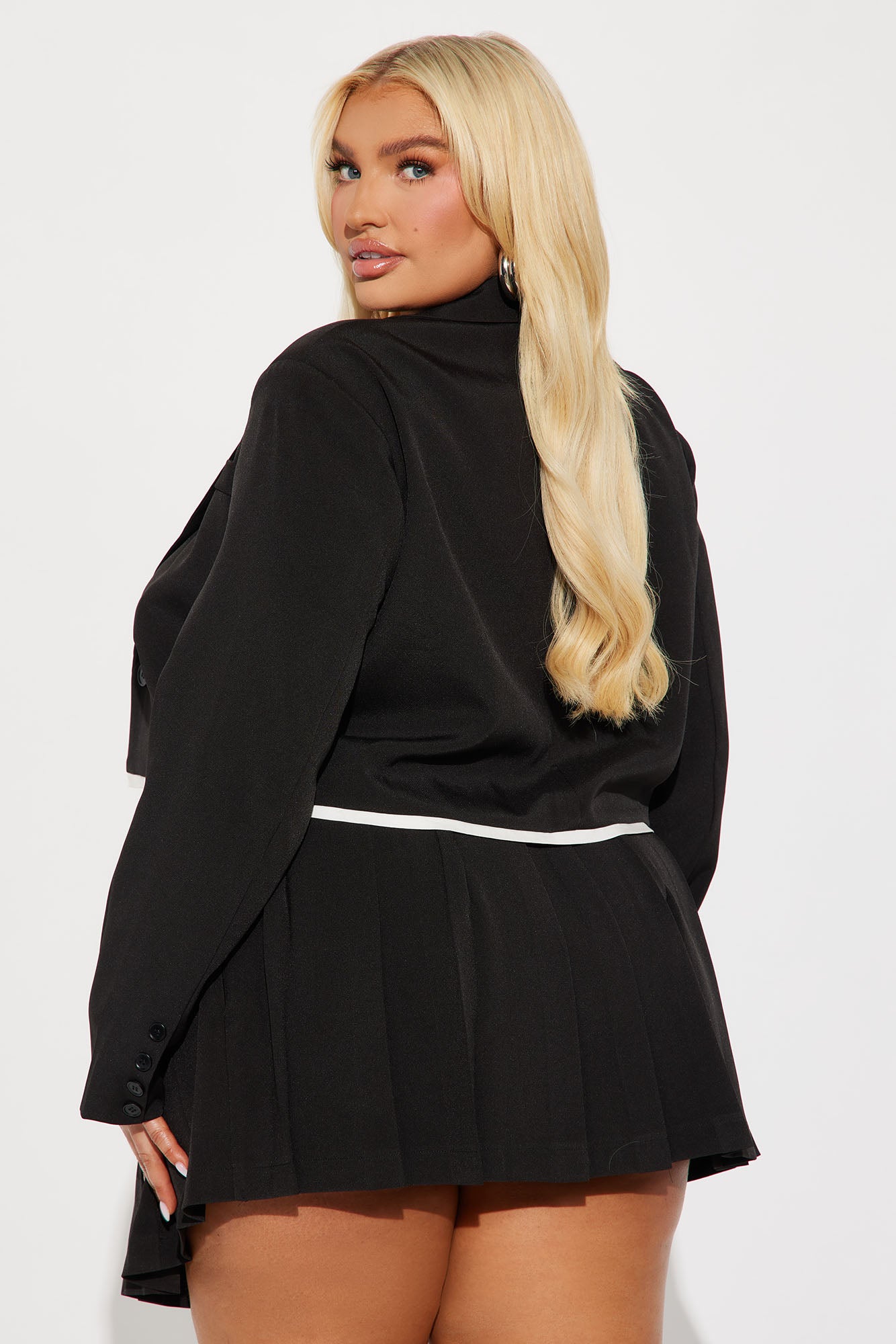 In Charge Blazer Pleated Skirt Set - Black - Image 7