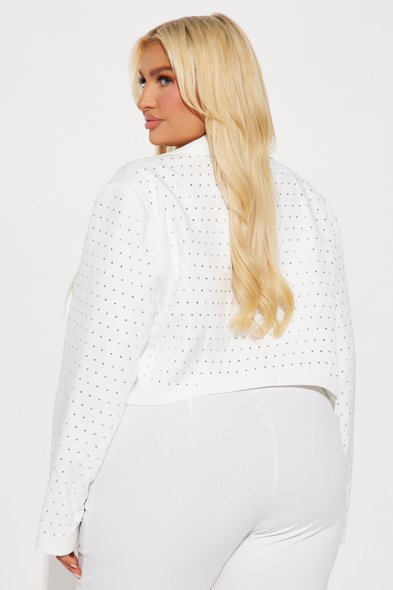 Watch Me Sparkle Cropped Blazer - White - Image 7