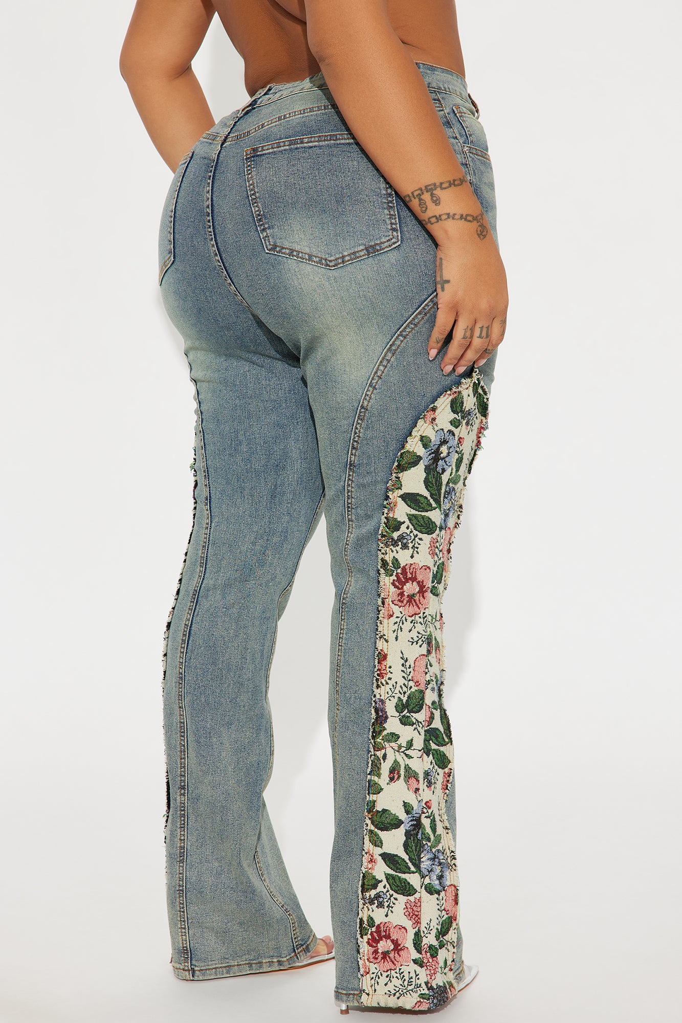 Amari Floral Stretch Bootcut Jeans - Vintage Wash - Image 7
