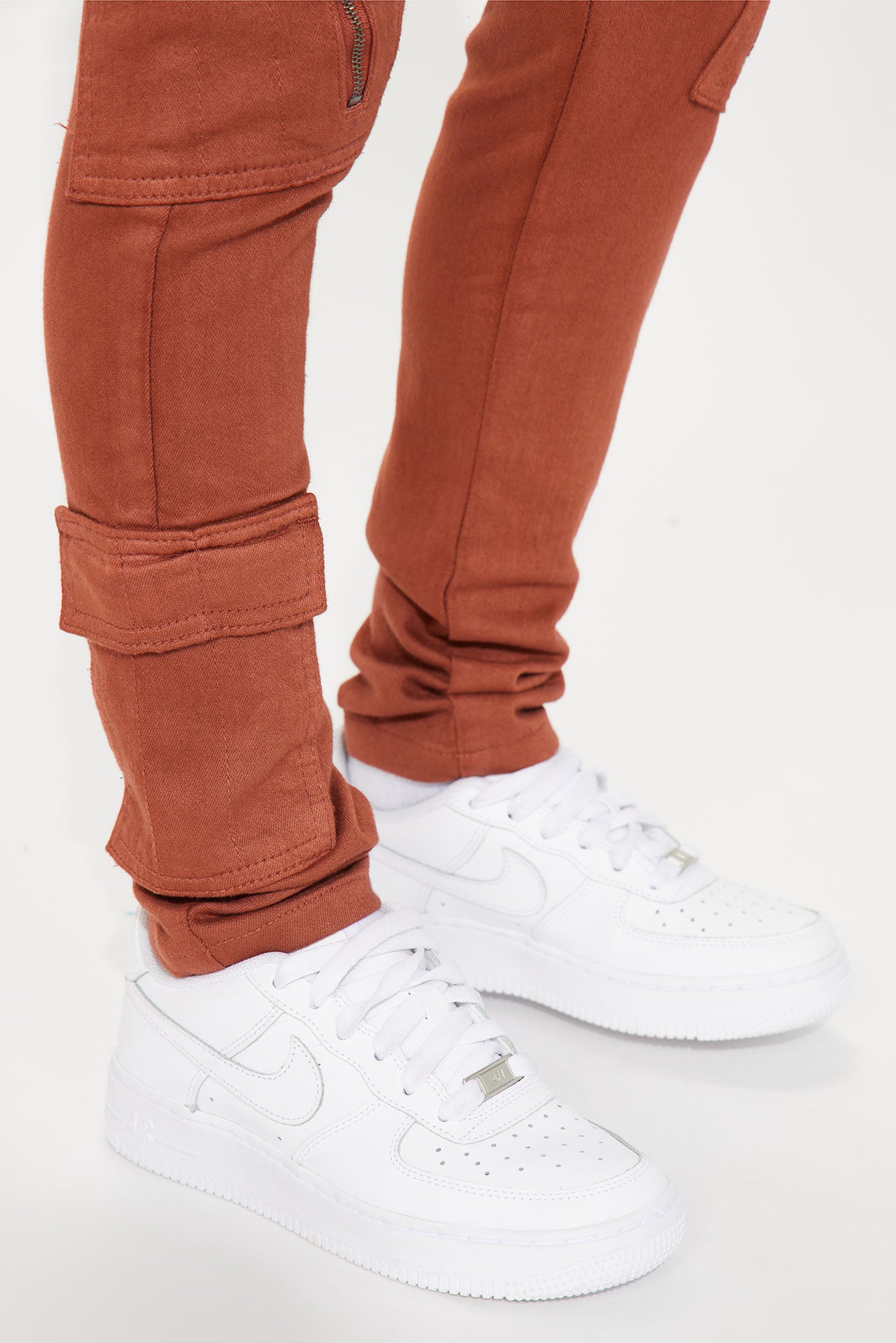 Mini Tactical Skinny Cargo Denim Jean - Chocolate - Image 3