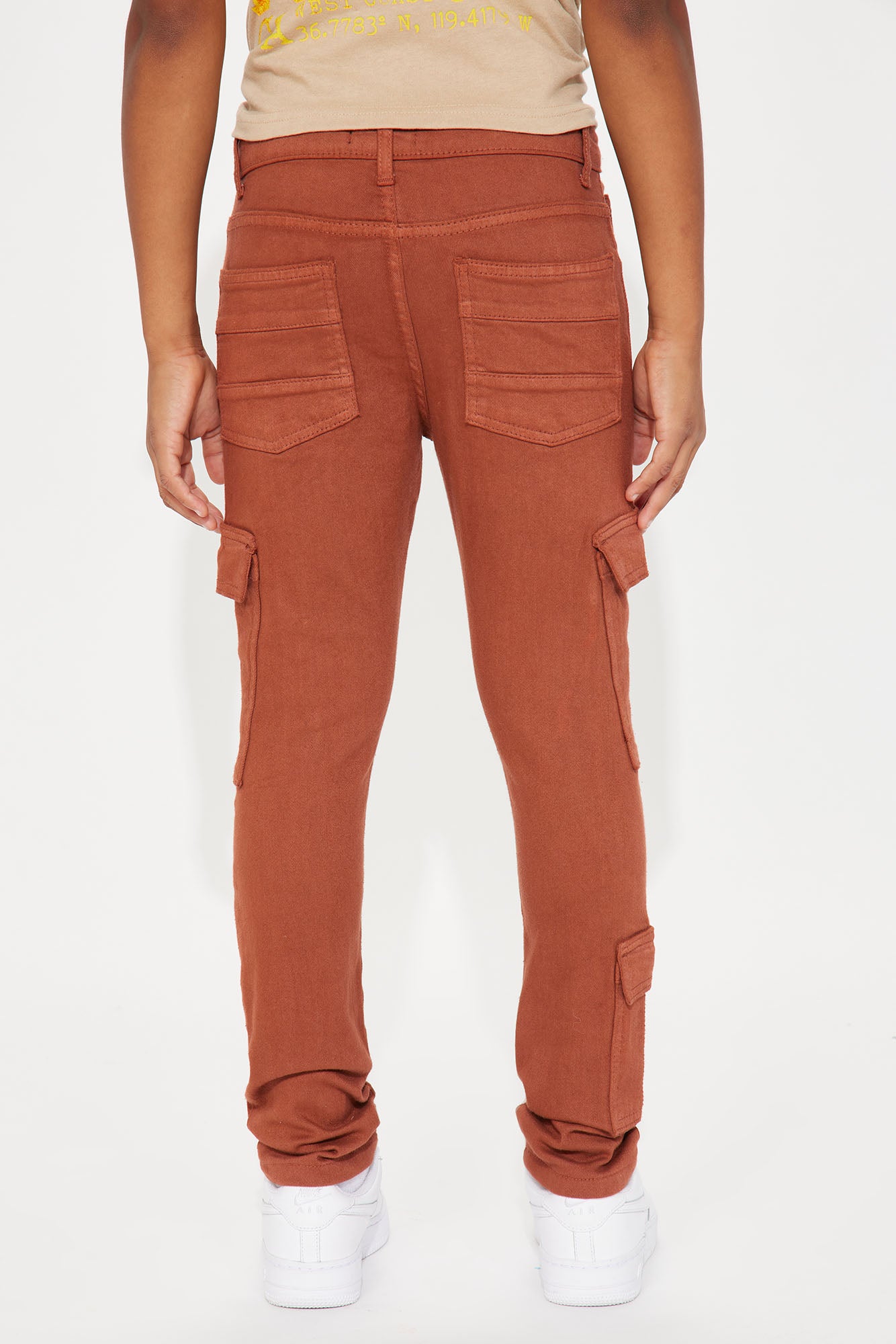 Mini Tactical Skinny Cargo Denim Jean - Chocolate - Image 5