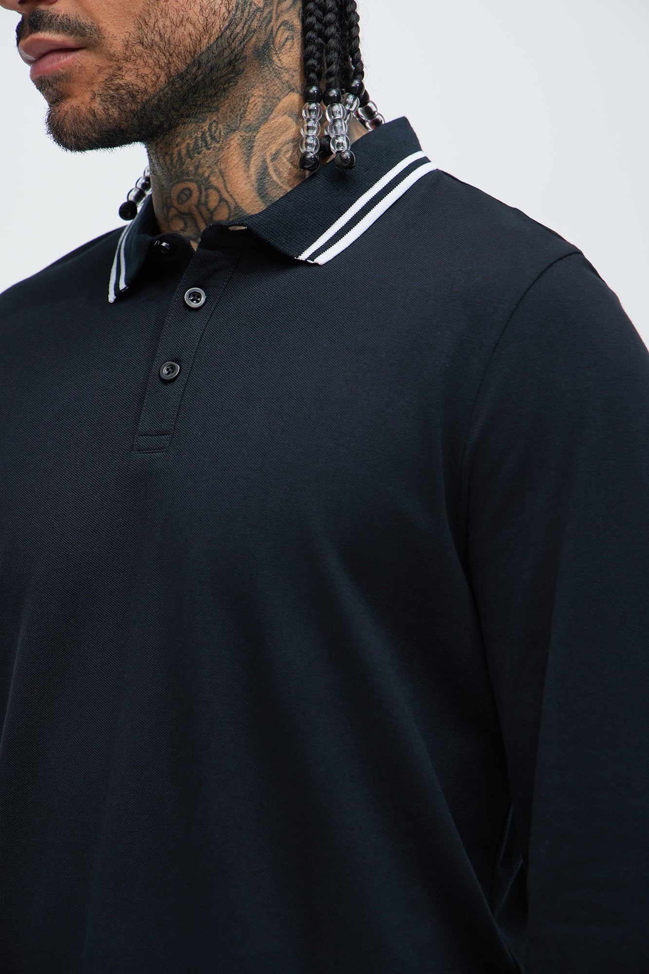 Wilson Long Sleeve Polo - Black - Image 3