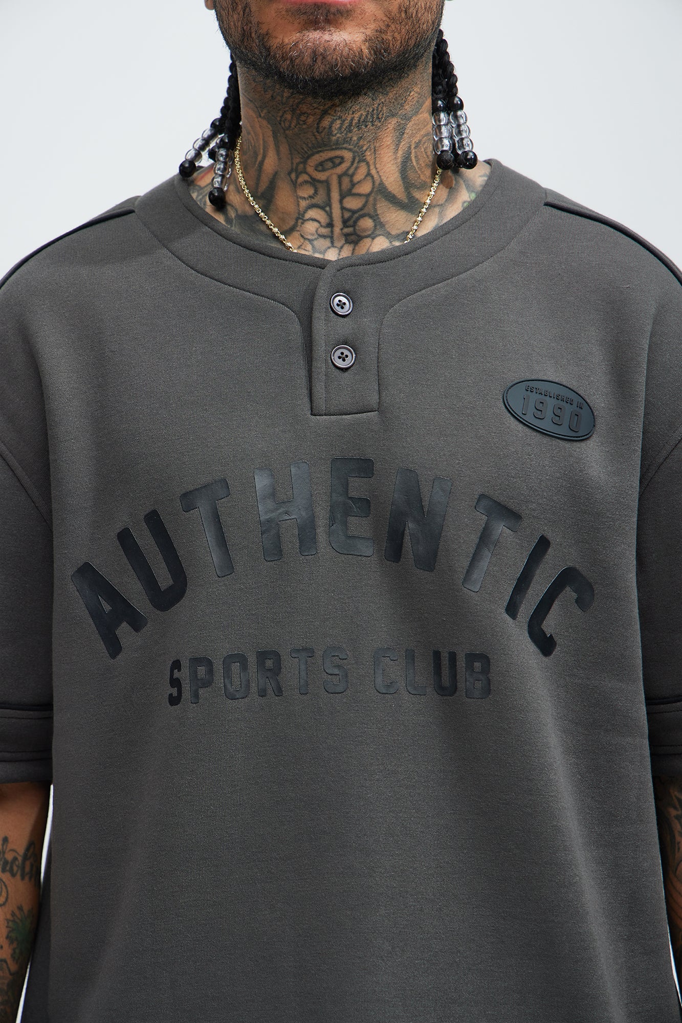 Athletics Sports Club Short Sleeve Henley - Black - Image 3