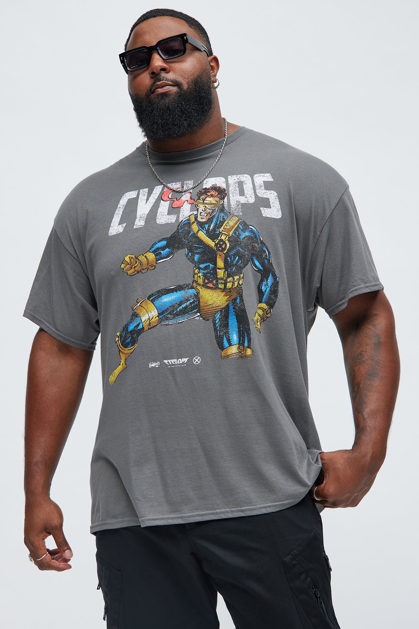 X Men Cyclops Short Sleeve Tee - Charcoal - Image 4
