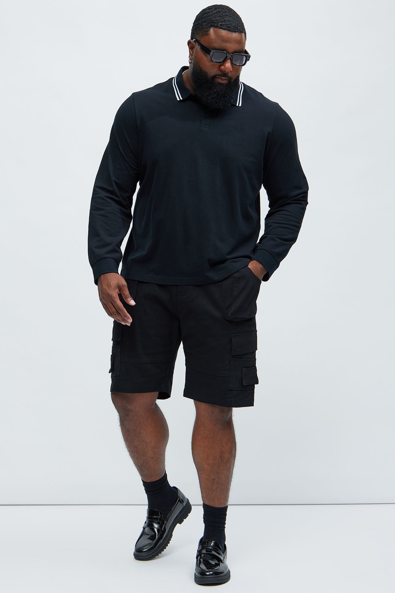 Wilson Long Sleeve Polo - Black - Image 6