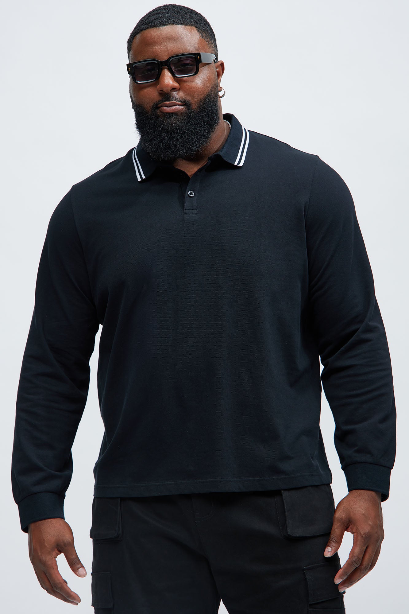 Wilson Long Sleeve Polo - Black - Image 5