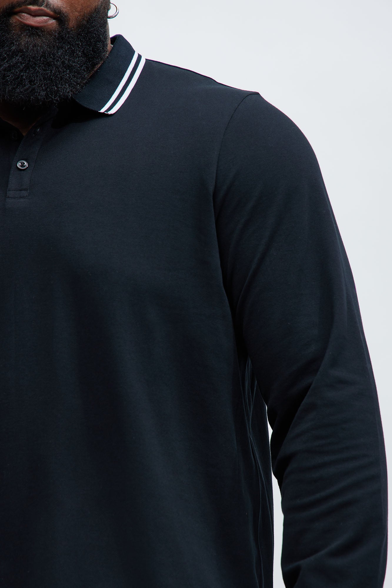 Wilson Long Sleeve Polo - Black - Image 7