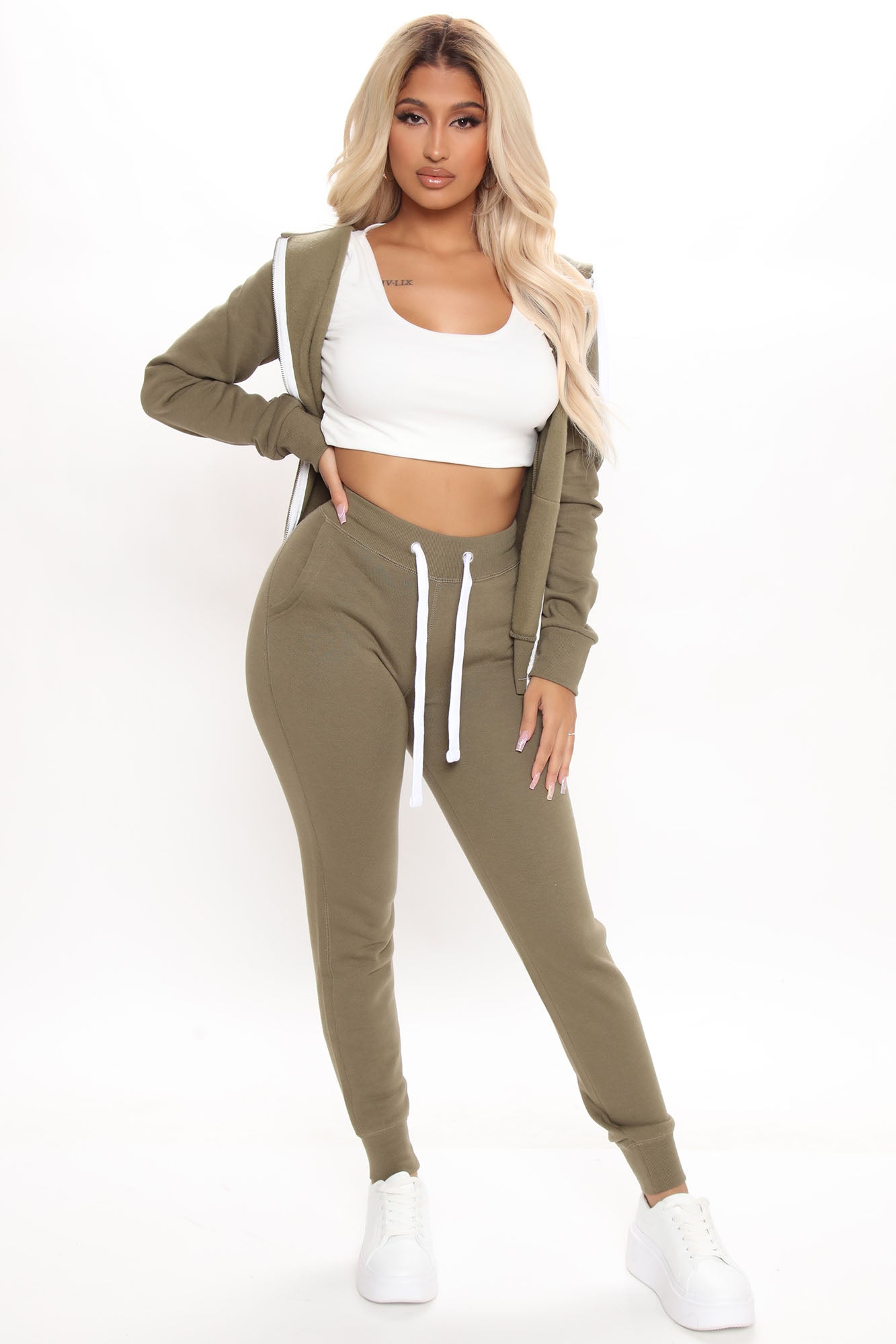 Relaxed Vibe Zip Up Jacket - Olive - Image 3