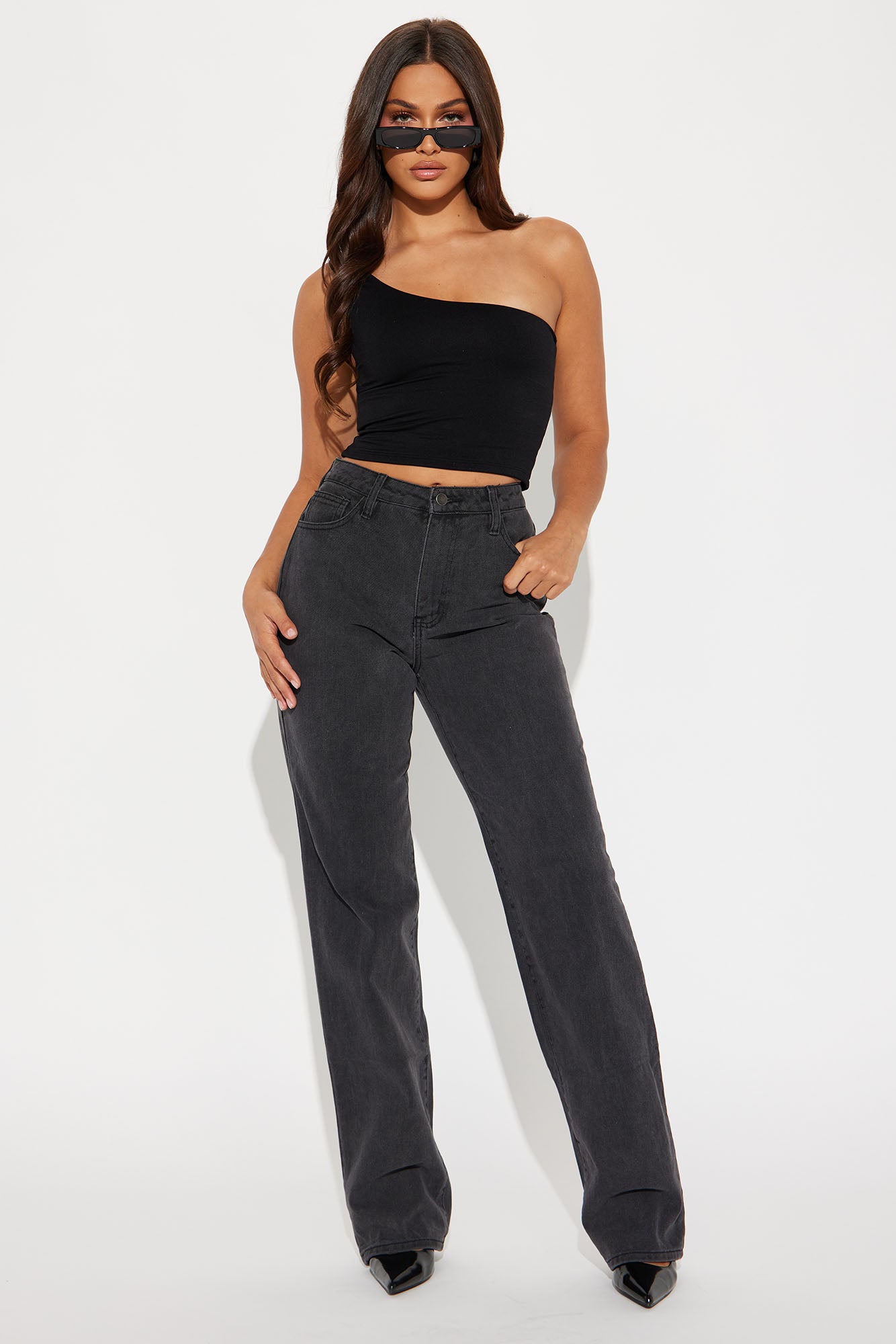 Tall Get It Straight Slouch Fit Jeans - Black - Image 9