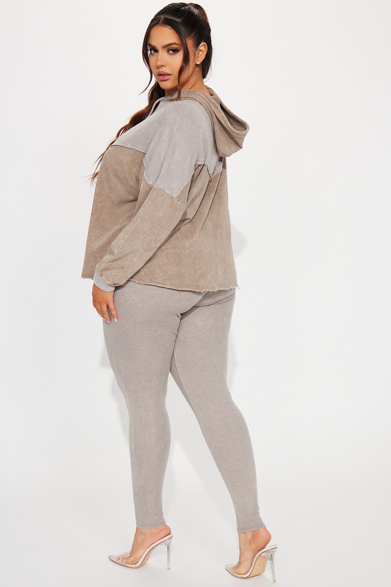 Yazmine Vintage Wash Legging Set - Taupe - Image 6