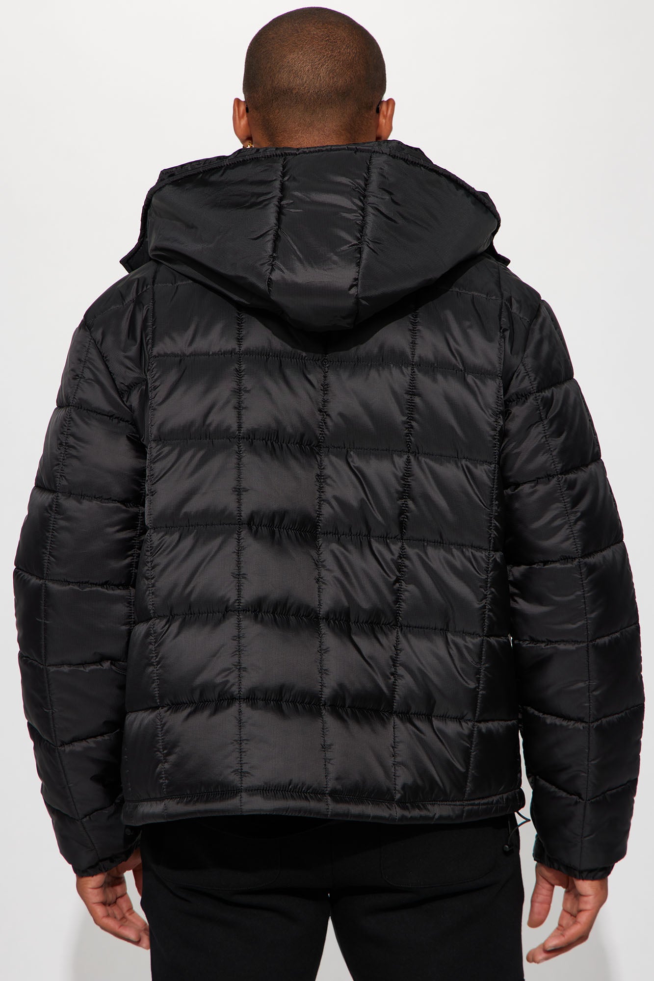 Grenade Like Hooded Puffer Jacket - Black - Image 6