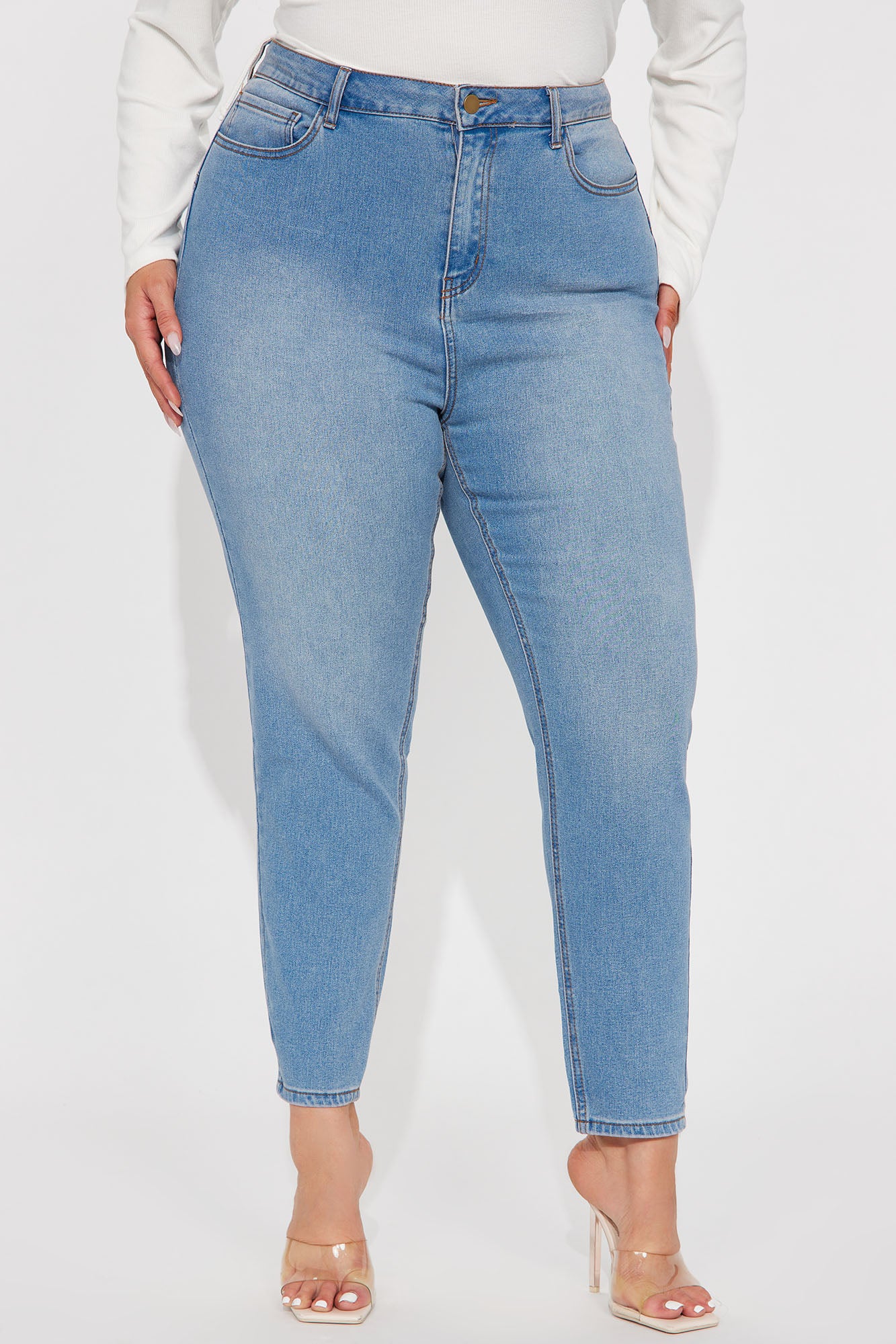 Wifey High Rise Booty Lifter Jeans - Light Blue Wash - Image 9